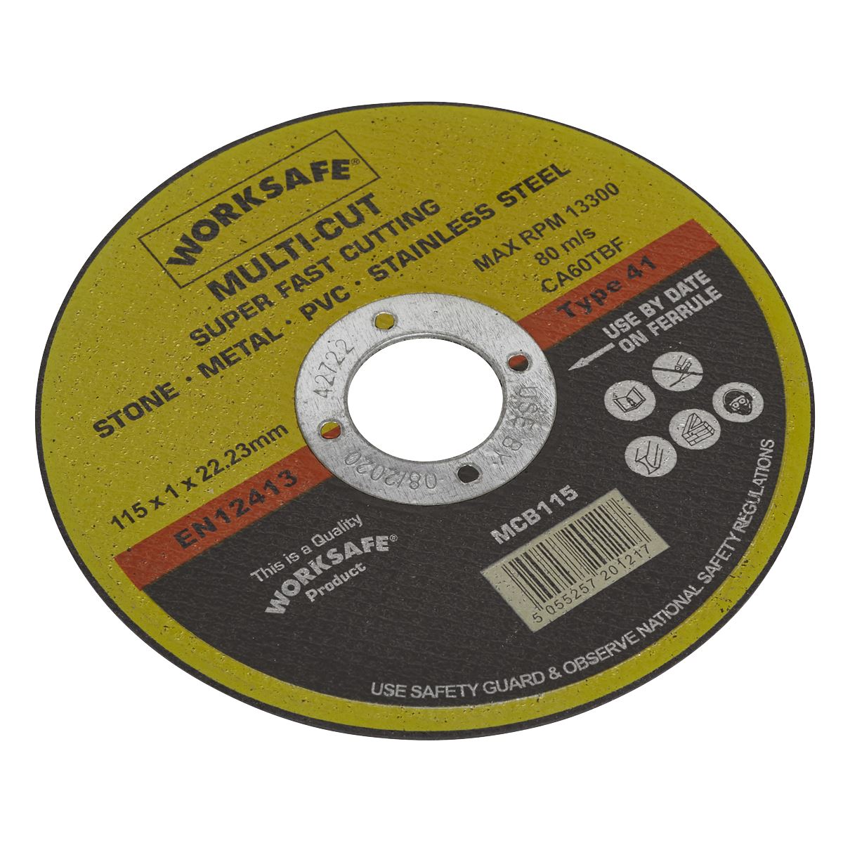 Worksafe by Sealey Multipurpose Cutting Disc Ø115 x 1.6 x Ø22mm Bore - Pack of 10