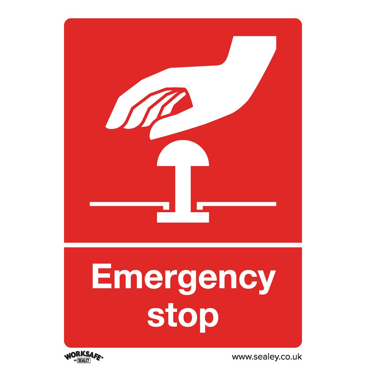 Worksafe by Sealey Safe Conditions Safety Sign - Emergency Stop - Self-Adhesive Vinyl