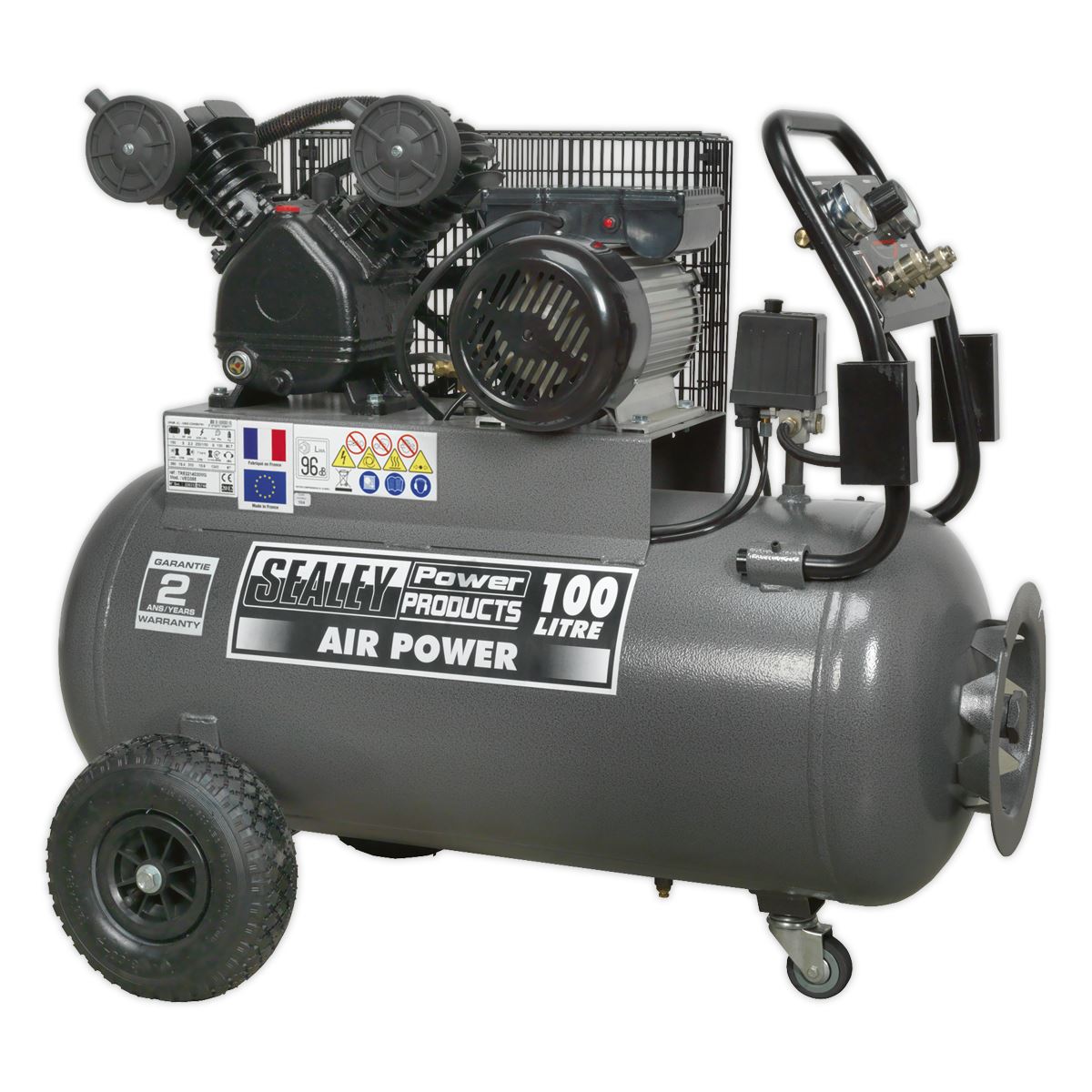 Sealey Premier Air Compressor 100L Belt Drive 3hp with Front Control Panel