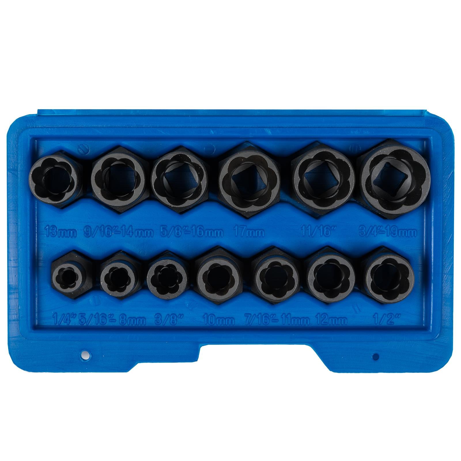 BlueSpot Impact Bolt and Nut Remover Set 13 Piece 8-19mm 1/4"-11/16