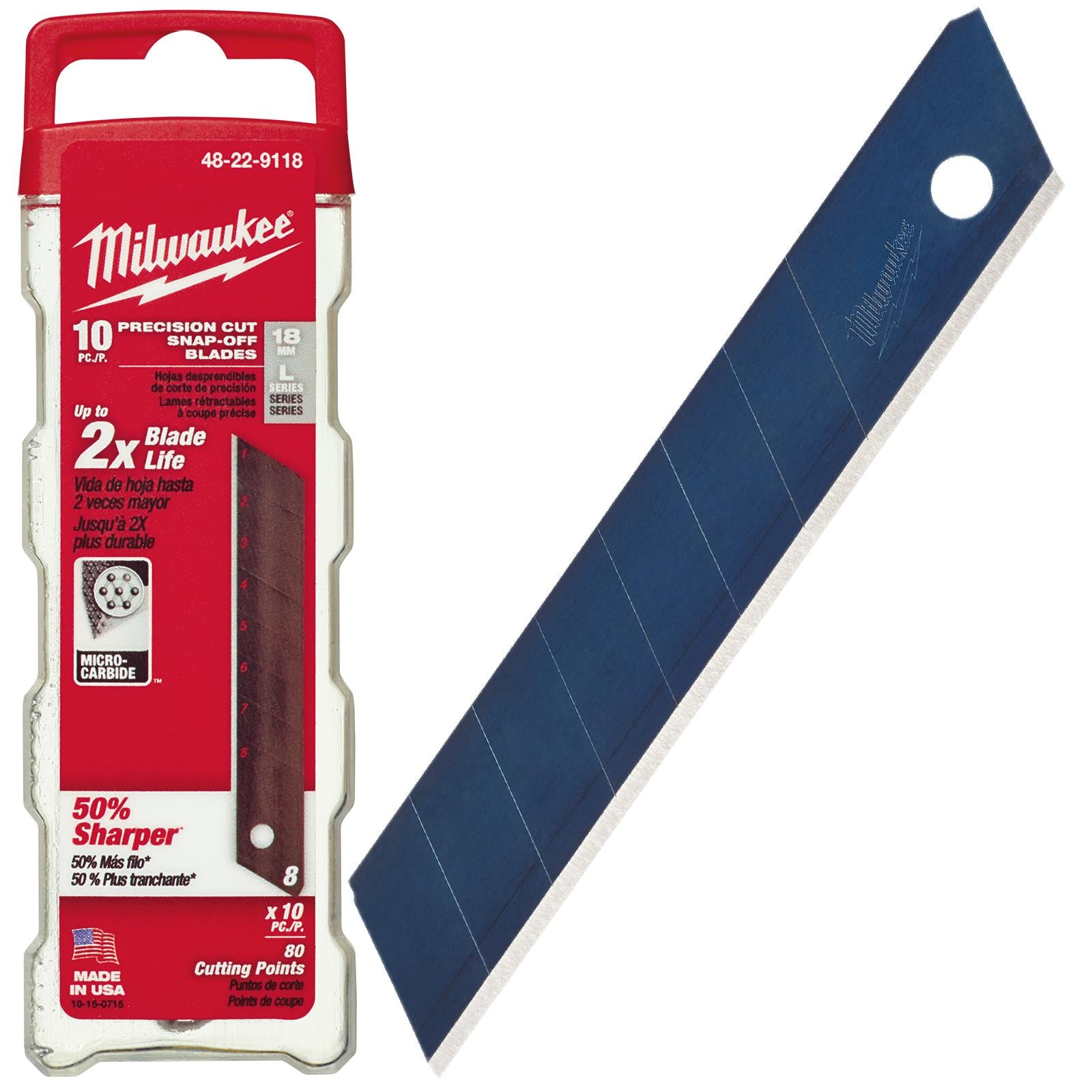 Milwaukee Snap Off Knife 18mm Replacement Blades 10 Pack