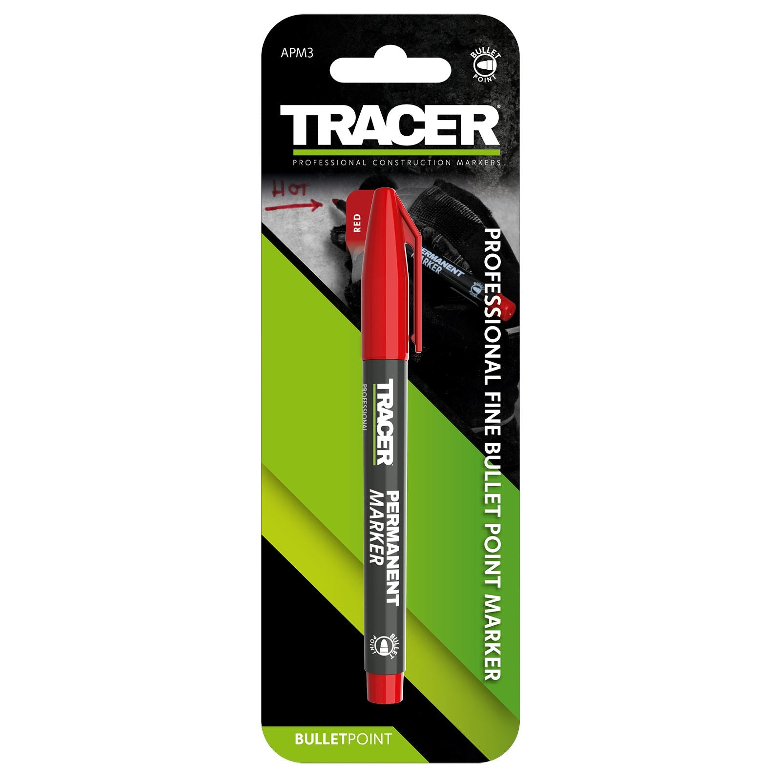 TRACER Permanent Marker Pen Red 1-2mm Fine Bullet Point