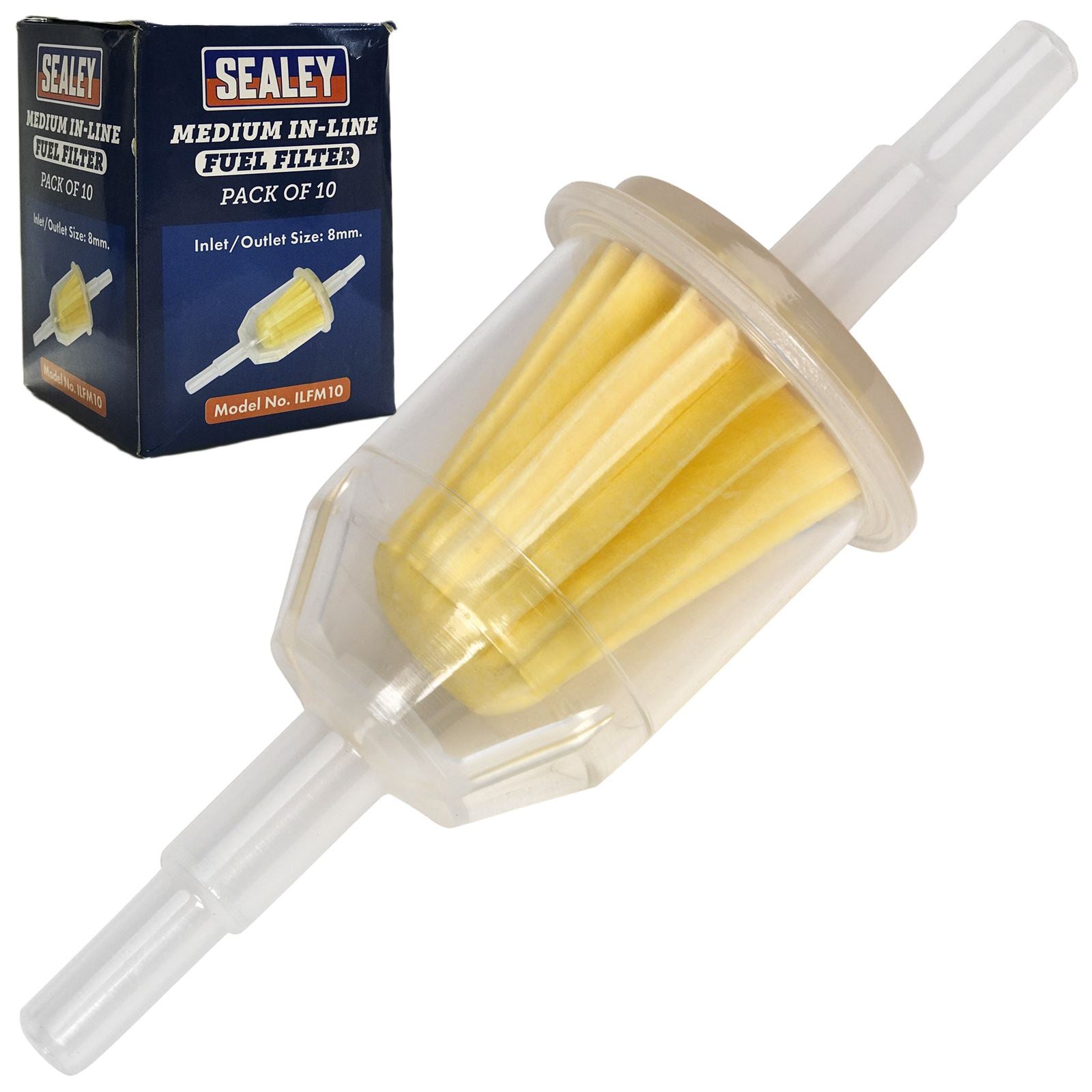 Sealey 10 Pack Medium In Line Fuel Filter 8mm Inlet/Outlet Filter Plant