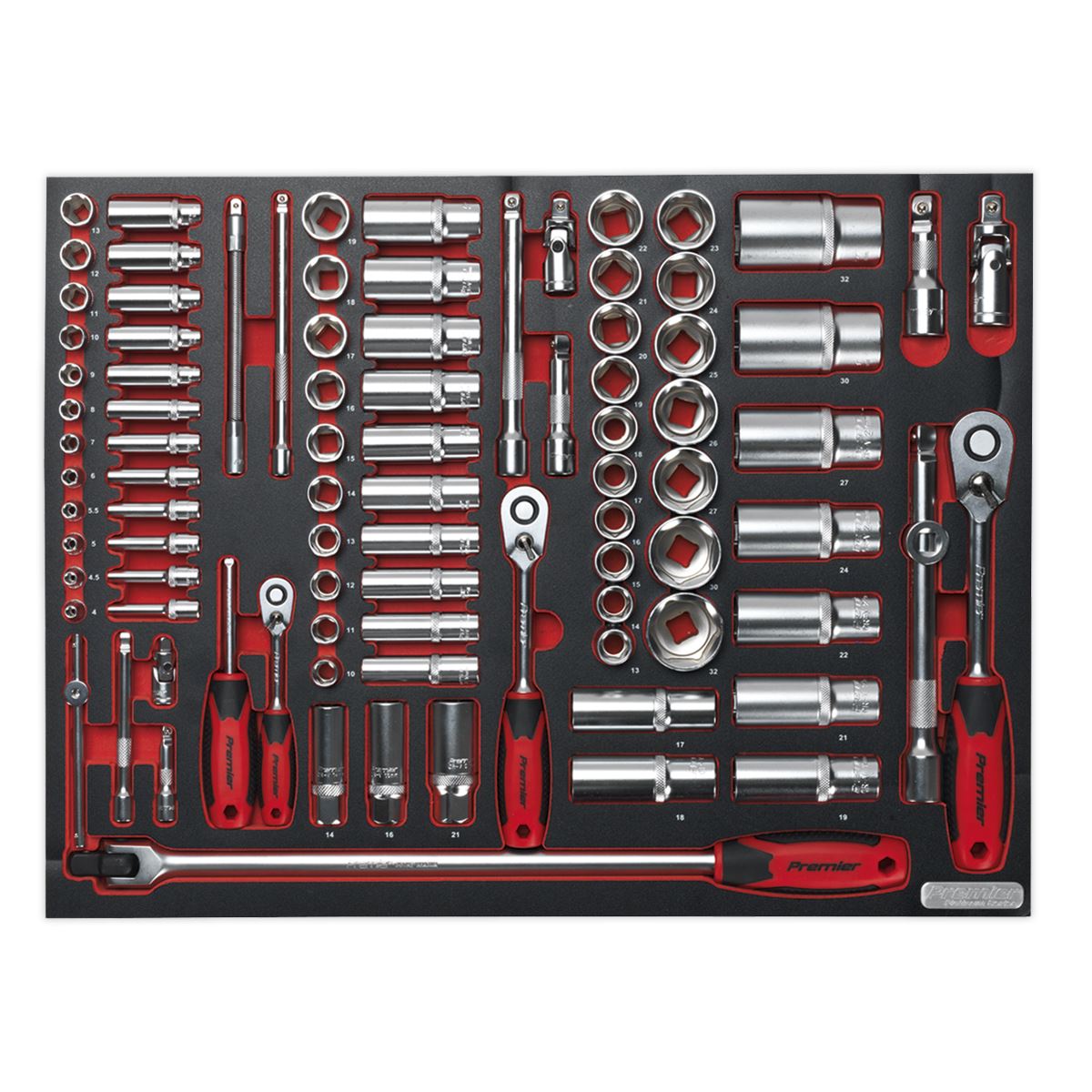 Sealey Premier Platinum Tool Tray with Socket Set 91pc 1/4", 3/8" & 1/2"Sq Drive