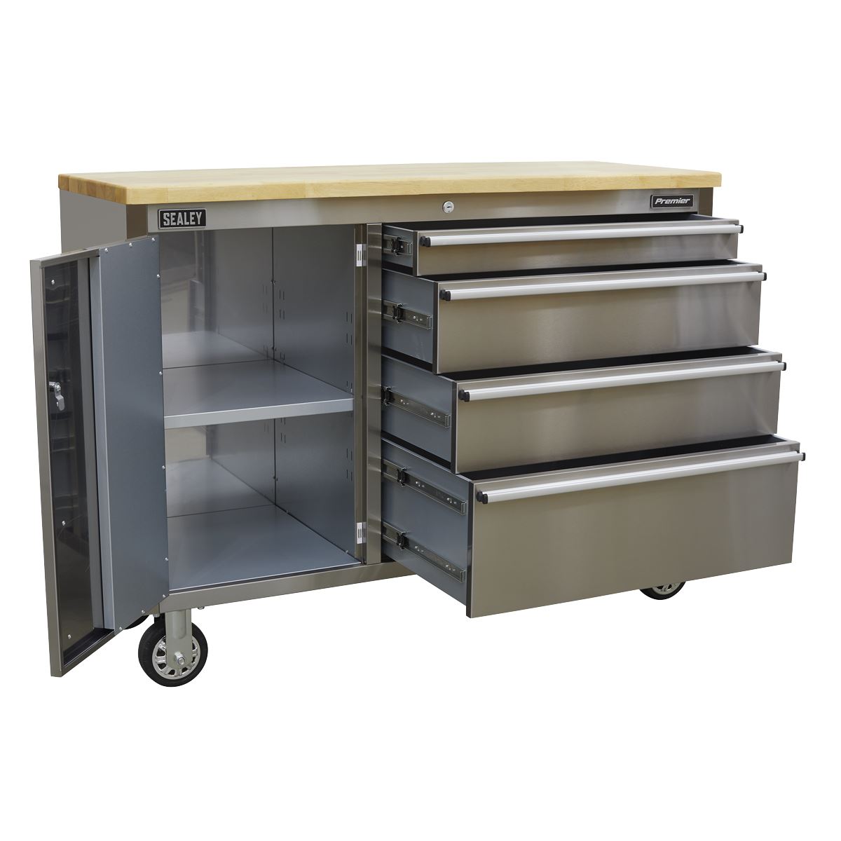 Sealey Premier Mobile Stainless Steel Tool Cabinet 4 Drawer