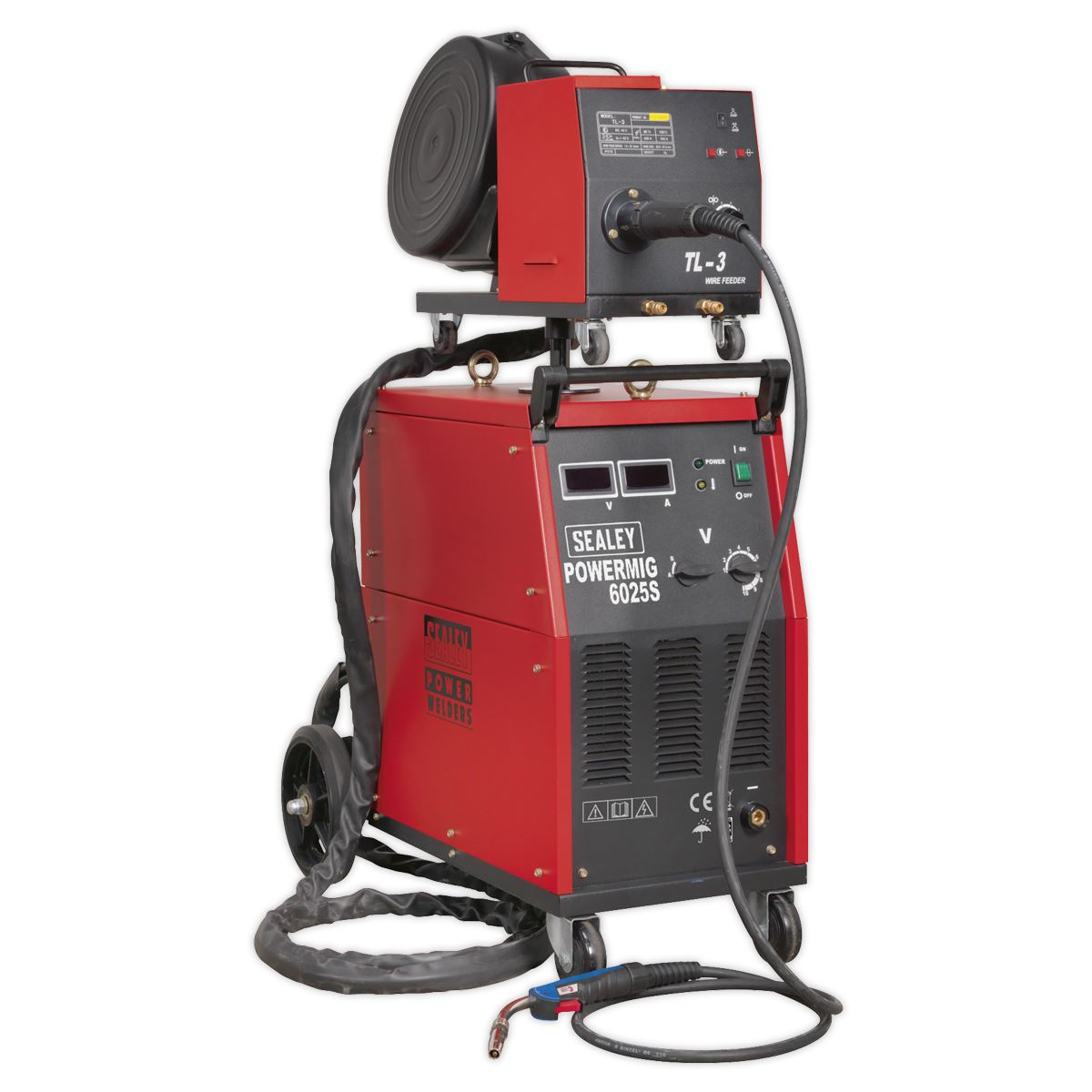 Sealey Professional MIG Welder 250A 415V 3ph with Binzel® Euro Torch & Portable Wire Drive