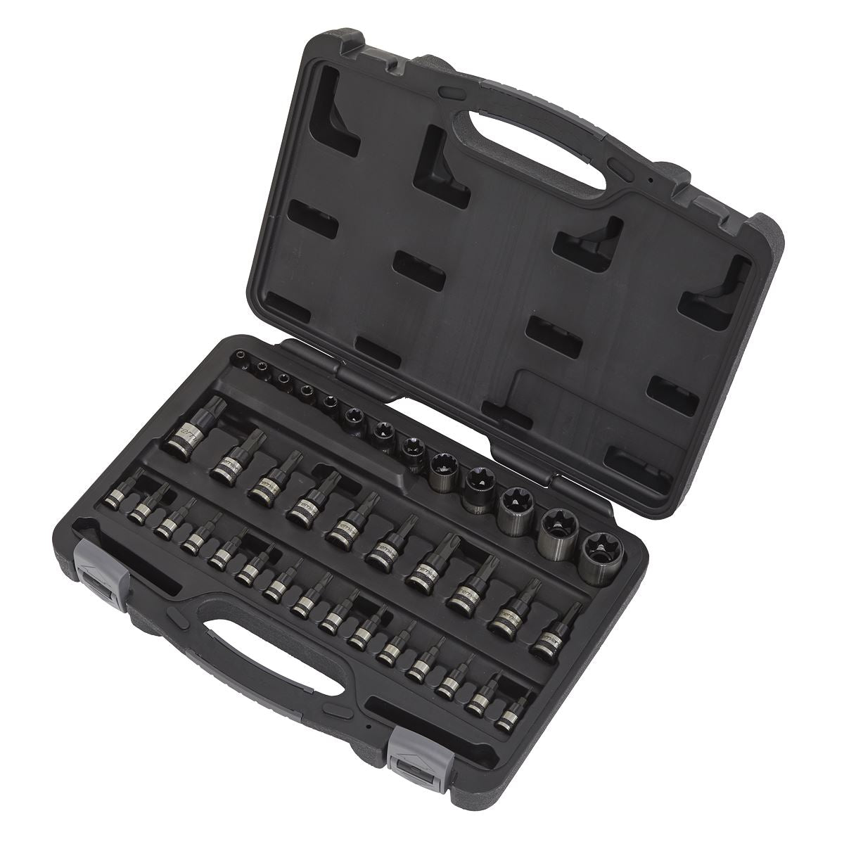 Sealey Trx-Star Socket and Security Socket Bit Set Premier Black 38 Piece 1/4" 3/8" 1/2" Drive