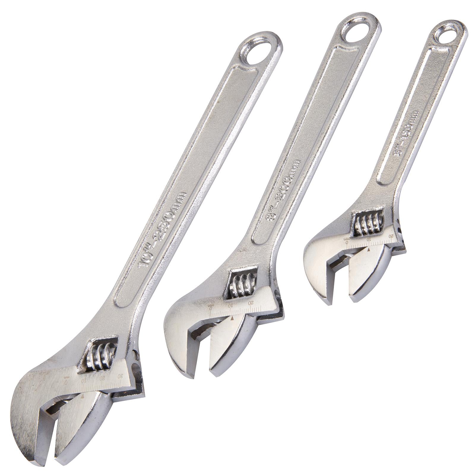 Silverline Adjustable Wrench Set 3 Piece 150mm 200mm and 250mm