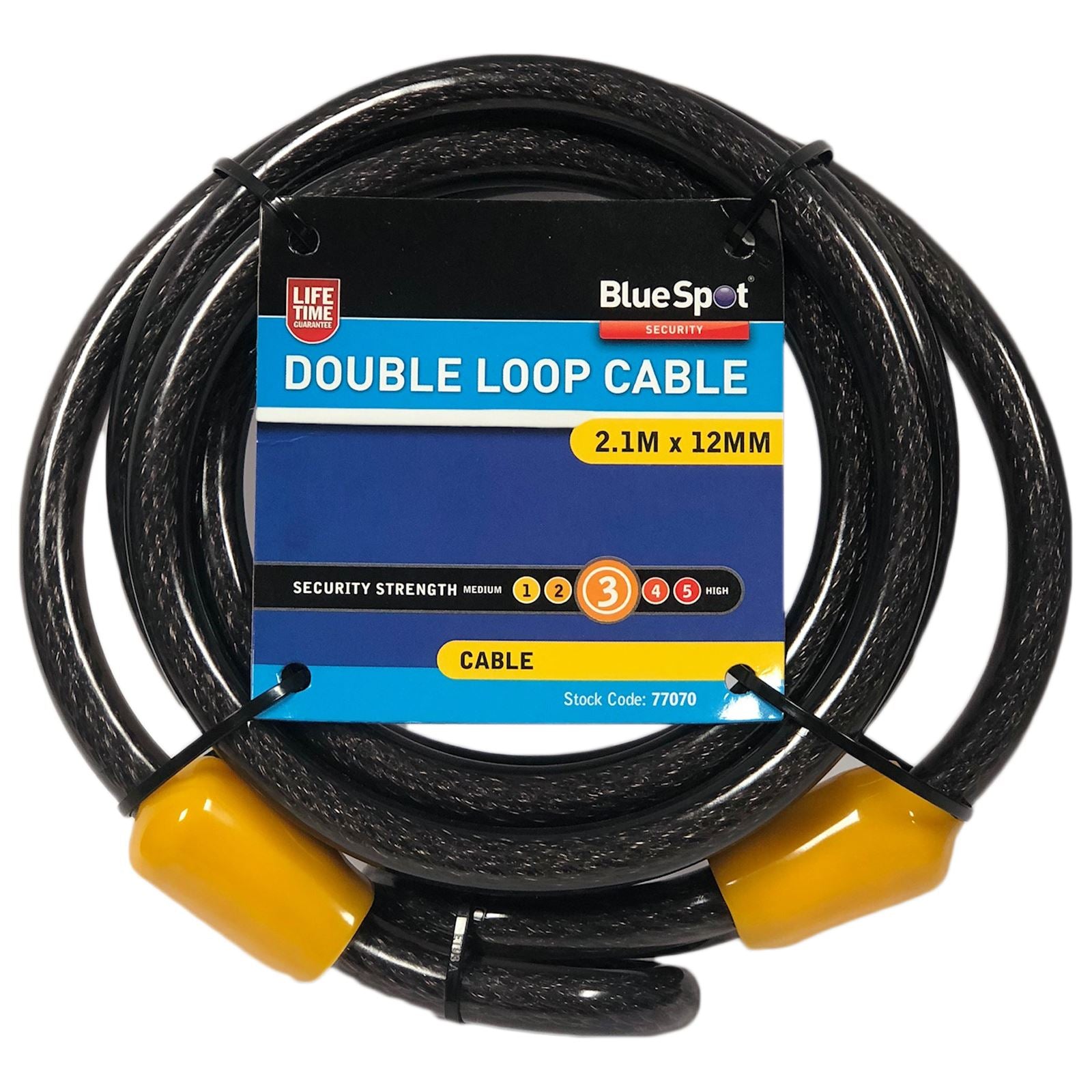 BlueSpot Cable Bike Lock Double Loop 2.1m x 12mm