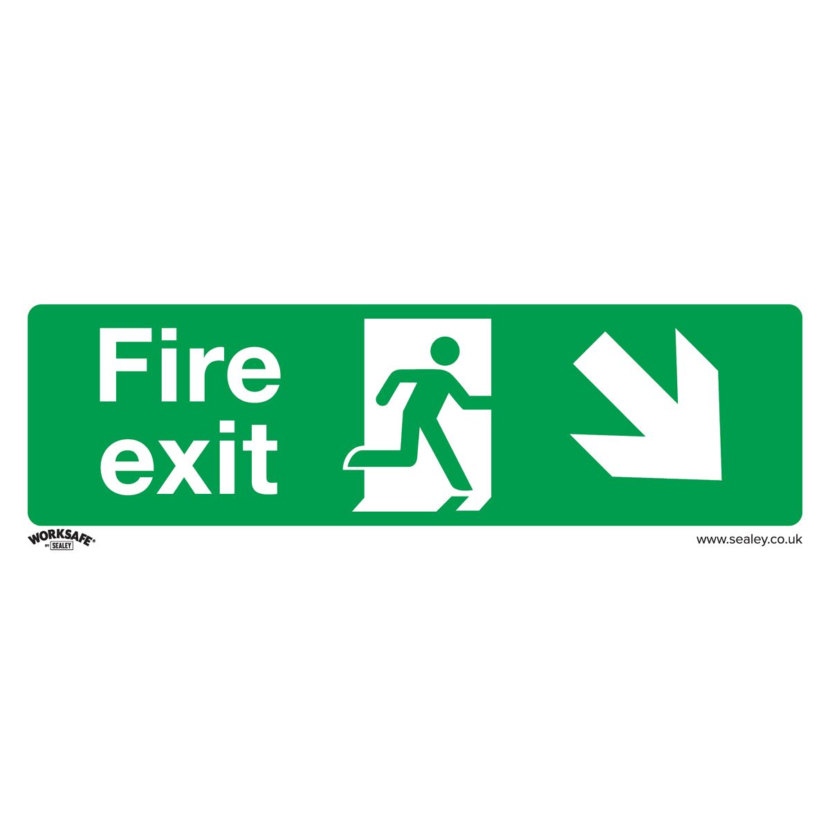 Worksafe by Sealey Safe Conditions Safety Sign - Fire Exit (Down Right) - Rigid Plastic