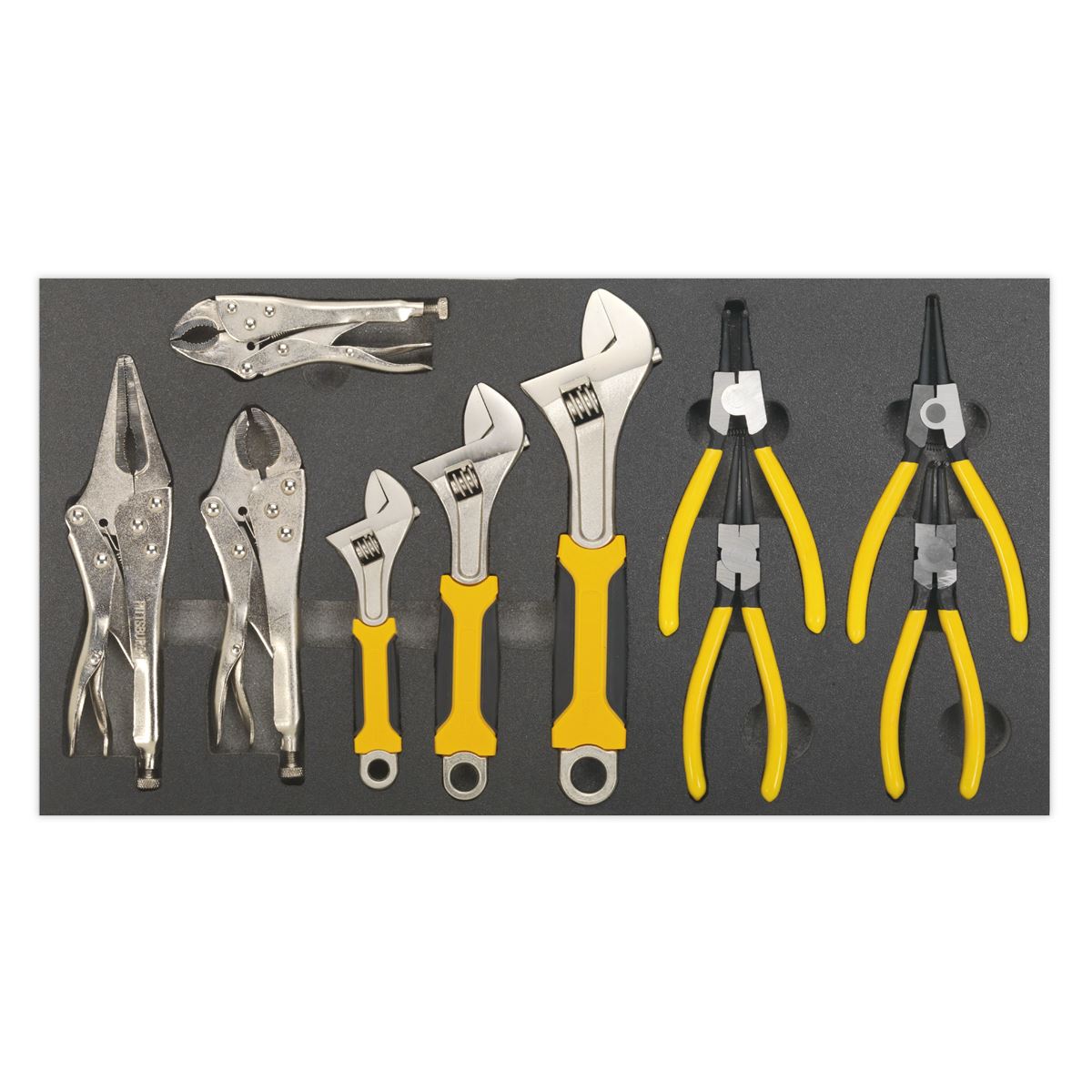 Siegen by Sealey Tool Tray with Adjustable Wrench & Pliers Set 10pc