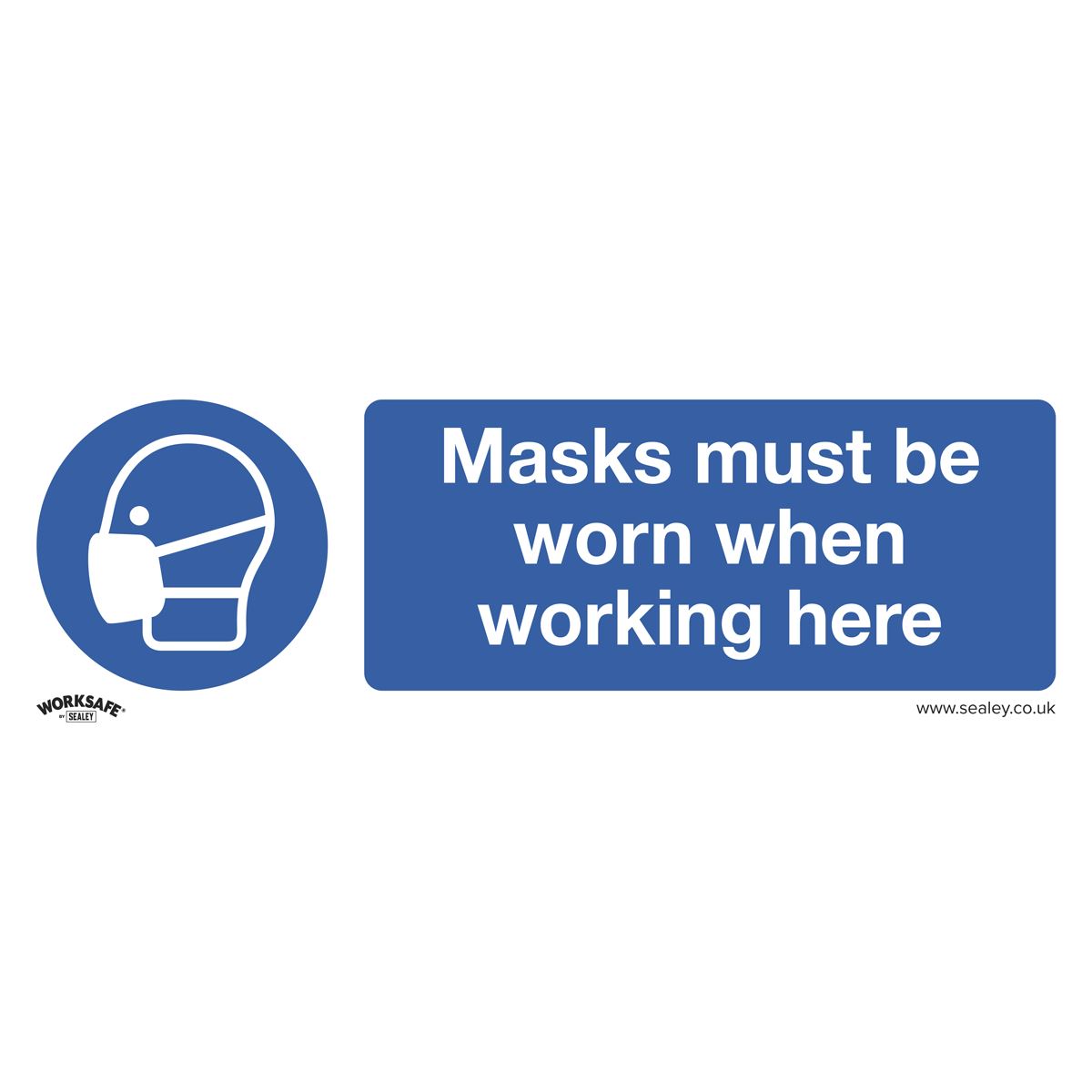 Worksafe by Sealey Mandatory Safety Sign - Masks Must Be Worn - Rigid Plastic - Pack of 10