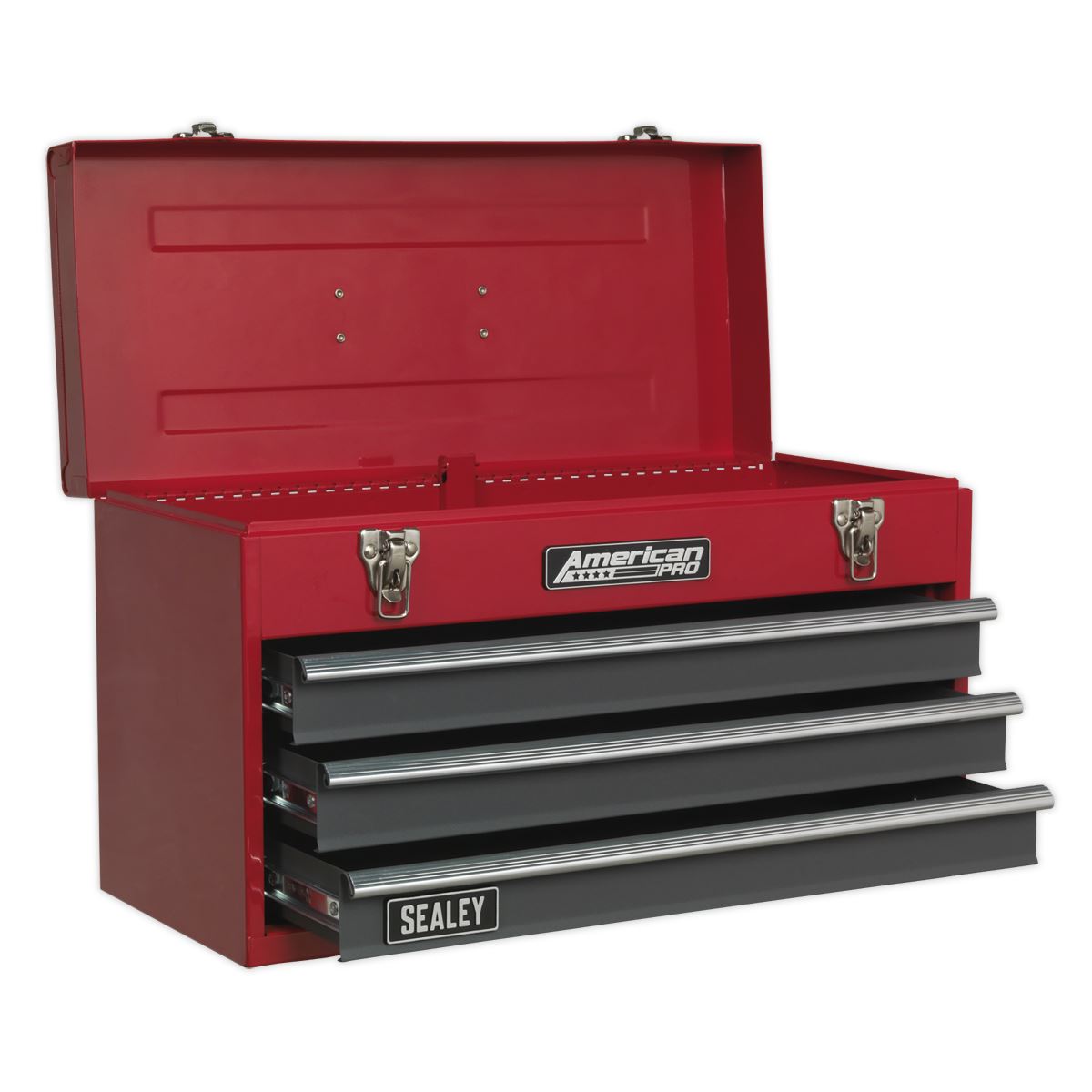 Sealey American Pro Tool Chest 3 Drawer Portable with Ball-Bearing Slides - Red/Grey