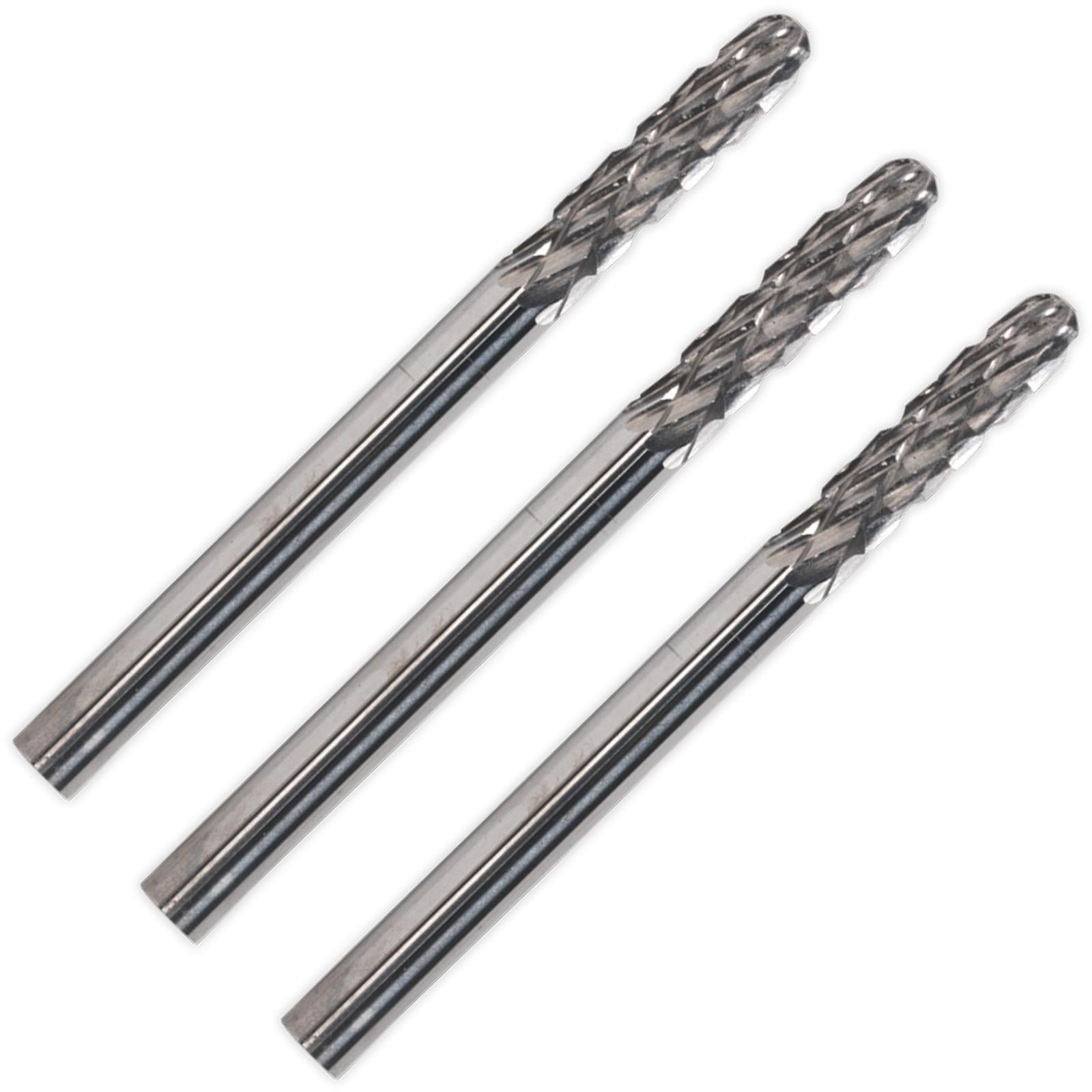 Sealey 3 Pack 3mm Cylinder Ball Nosed Micro Carbide Rotary Burr Nose Metal