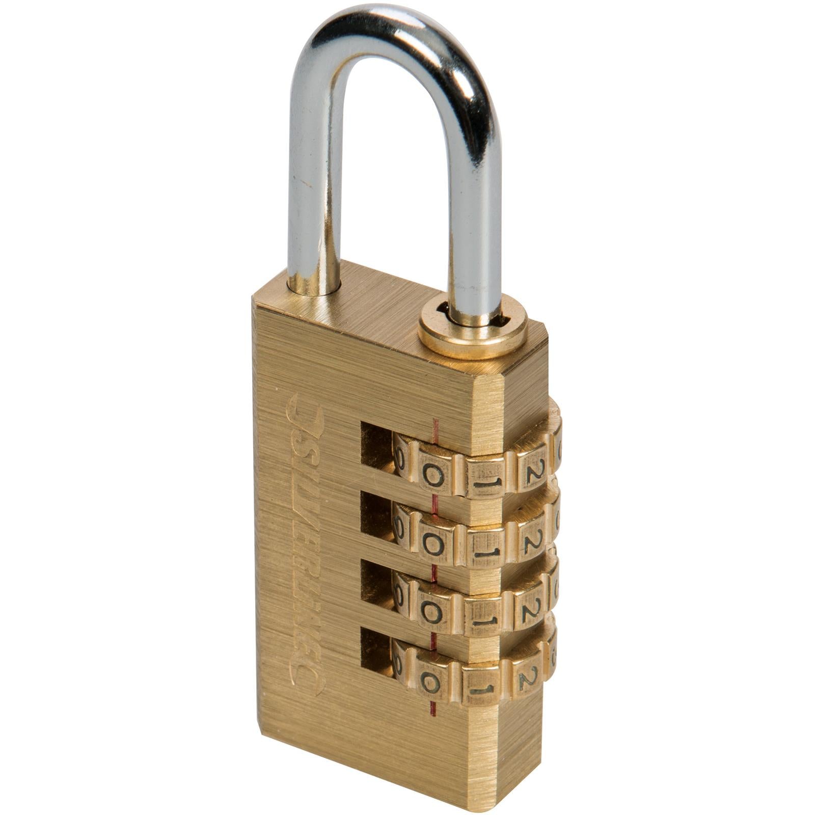 Silverline 4-Digit Combination Brass Padlock Steel Shackle Security Gate Shed