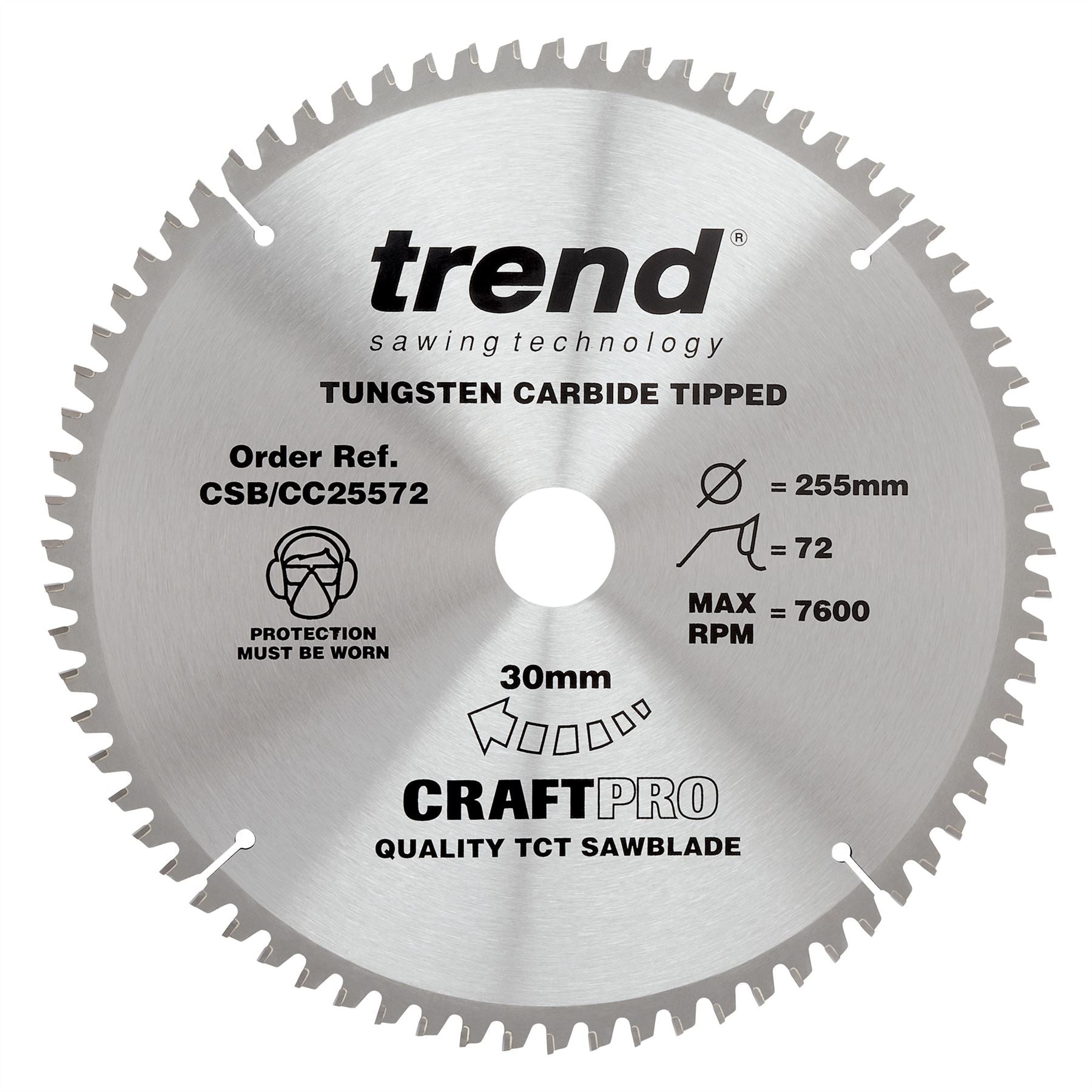 Trend Craft Saw Blade Crosscut 255mm X 72 Teeth X 30mm  CSB/CC25572
