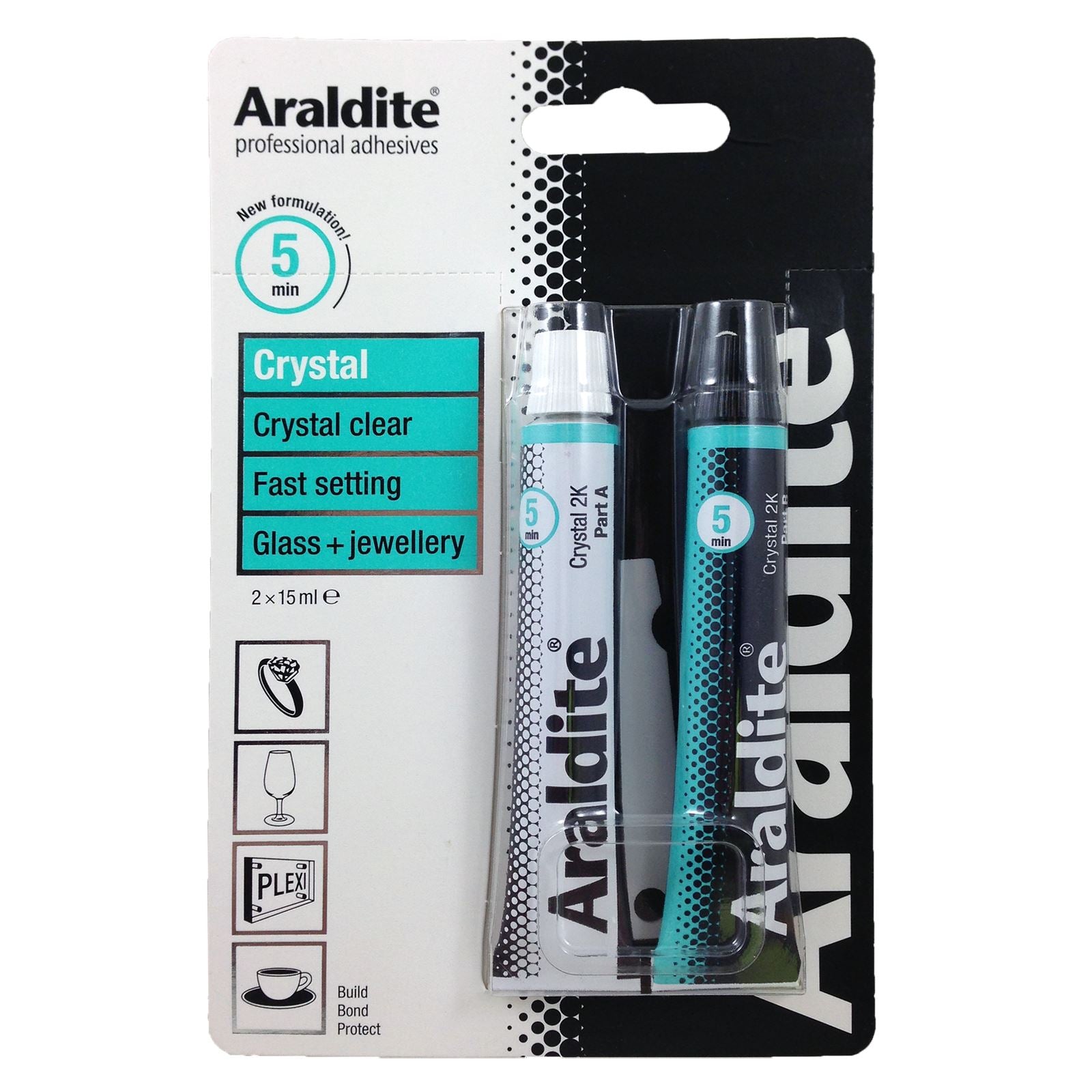 Araldite 2 x 15ml Crystal Clear Glass and Jewellery Strong Epoxy 2 Part Glue