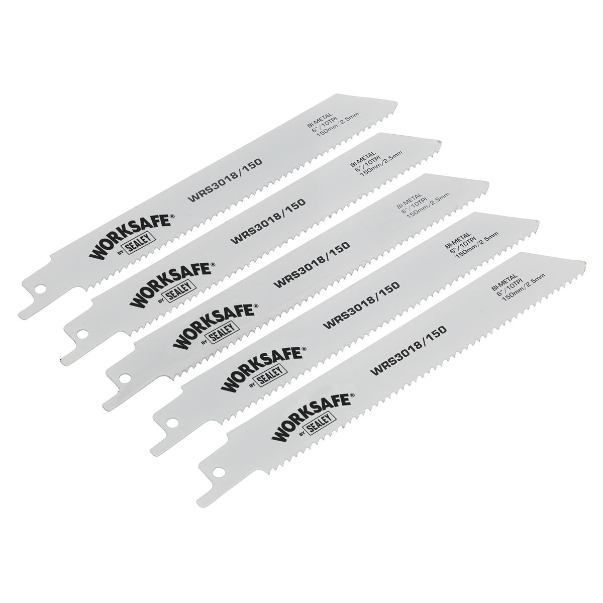 Worksafe by Sealey Reciprocating Saw Blade 150mm 10tpi - Pack of 5