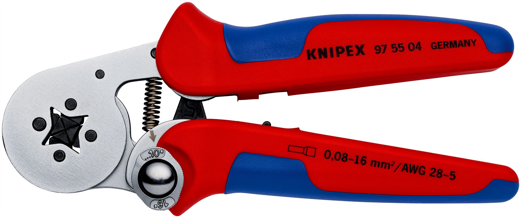 Knipex Self Adjusting Electricians Crimping Pliers for Wire Ferrules 0.08-10/16mm² 28-6 AWG 95 55 04