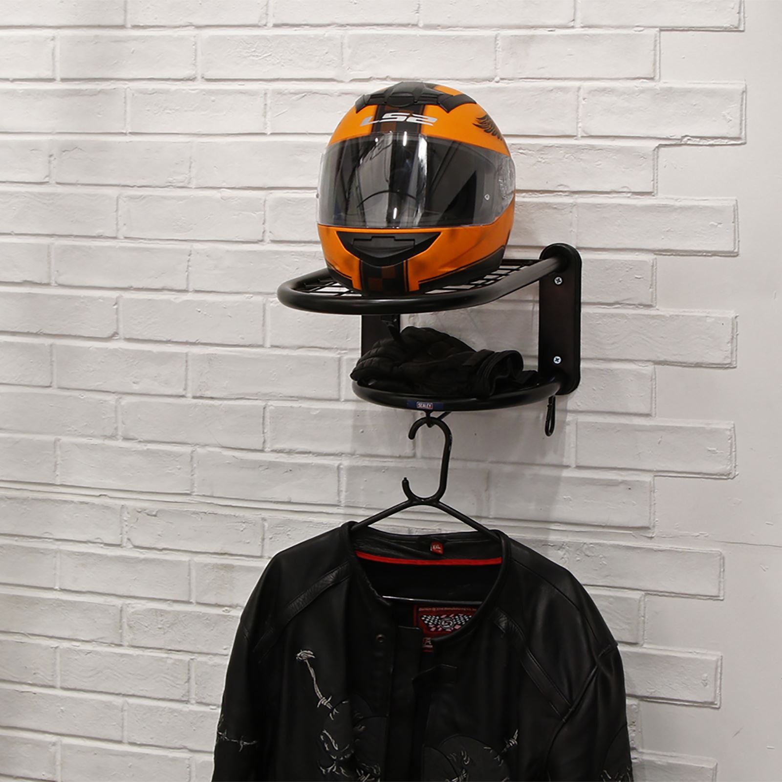 Sealey Motorcycle Helmet, Clothing and Gear Tidy Wall Mounted Shelf Rack 240mm x 405mm
