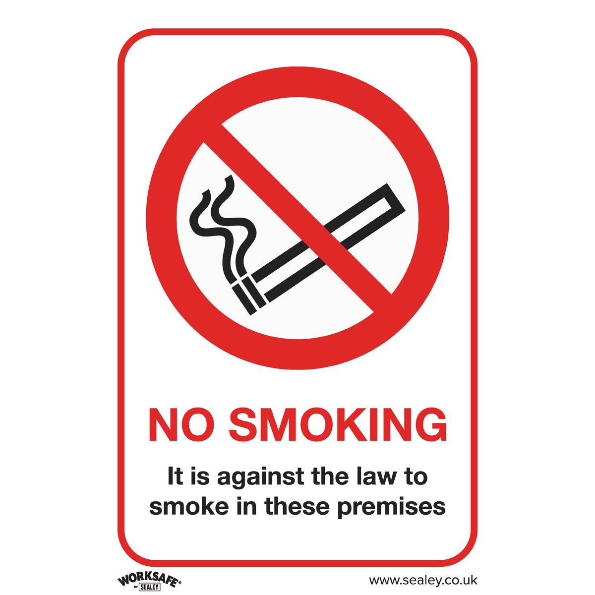 Worksafe by Sealey Prohibition Safety Sign - No Smoking (On Premises) - Rigid Plastic