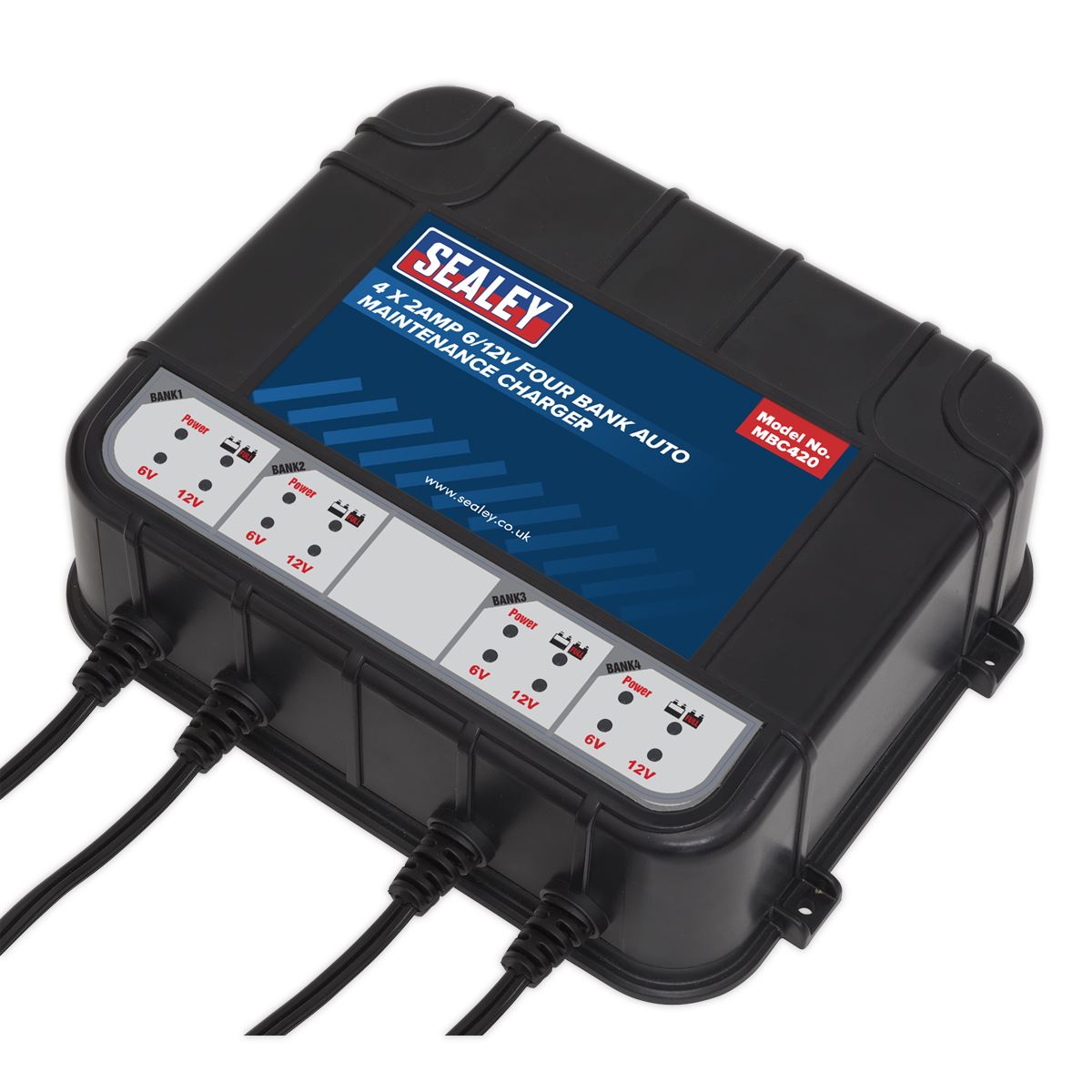 Sealey Four Bank 6/12V 8A (4 x 2A) Auto Maintenance Charger