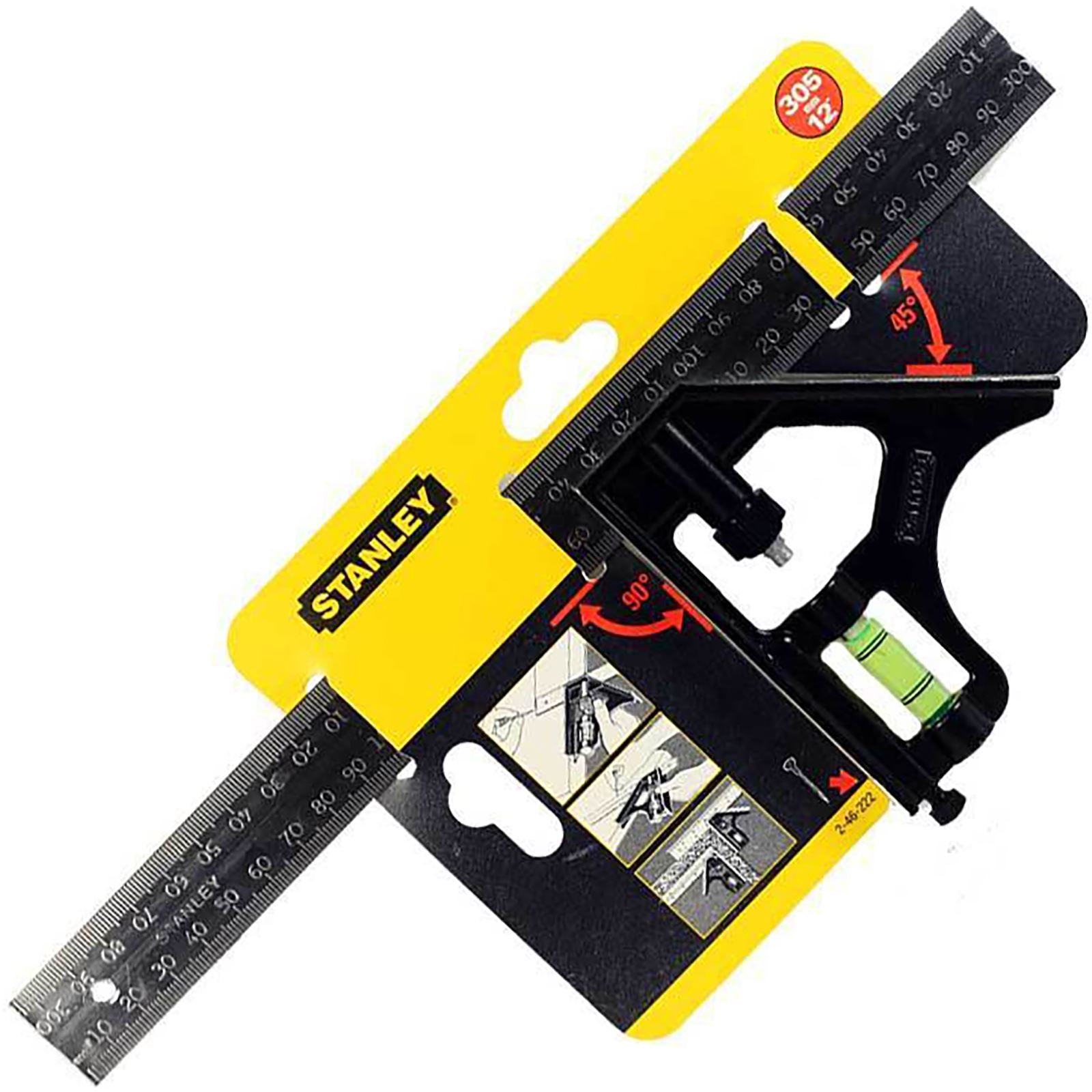 Stanley Combination Metal Square 300mm/12" Metric Imperial Spirit Level