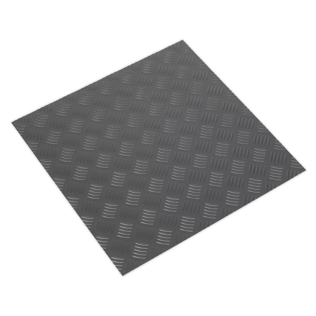 Sealey Vinyl Floor Tile with Peel & Stick Backing - Silver Treadplate Pack of 16