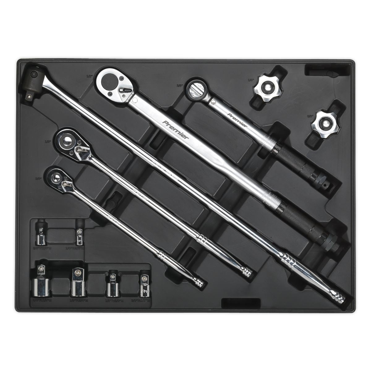 Sealey Premier Tool Tray with Ratchet, Torque Wrench, Breaker Bar & Socket Adaptor Set 13pc
