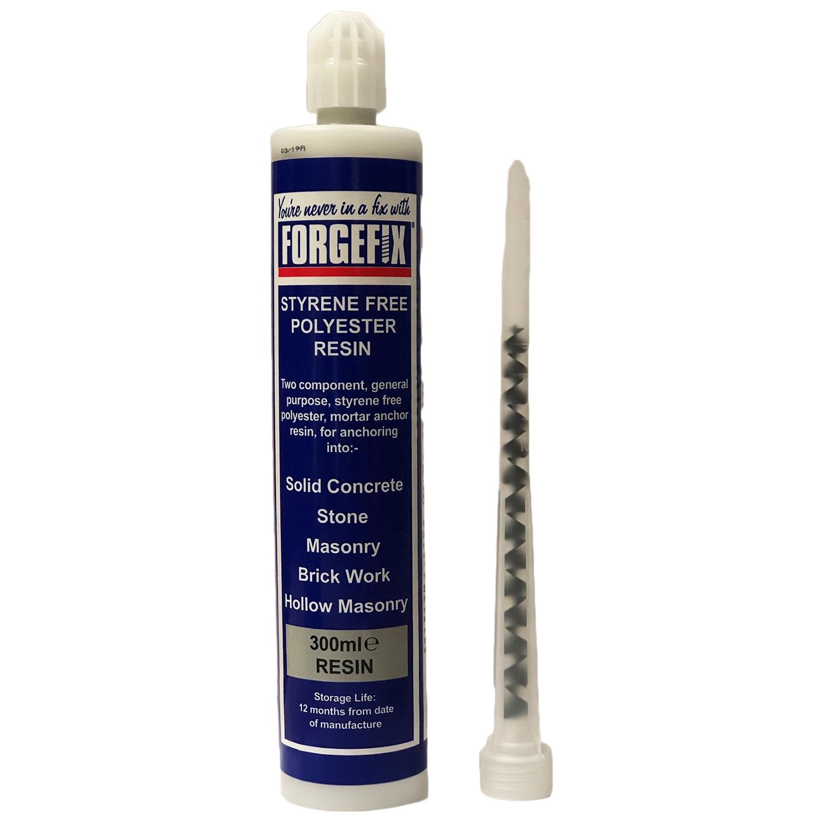ForgeFix Polyester Resin Styrene Free General Purpose Cartridge and Nozzle 300ml