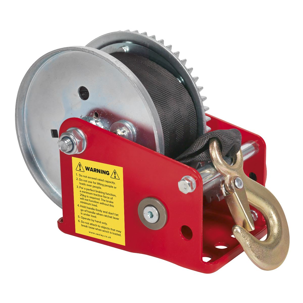 Sealey Geared Hand Winch with Brake & Webbing 540kg Capacity