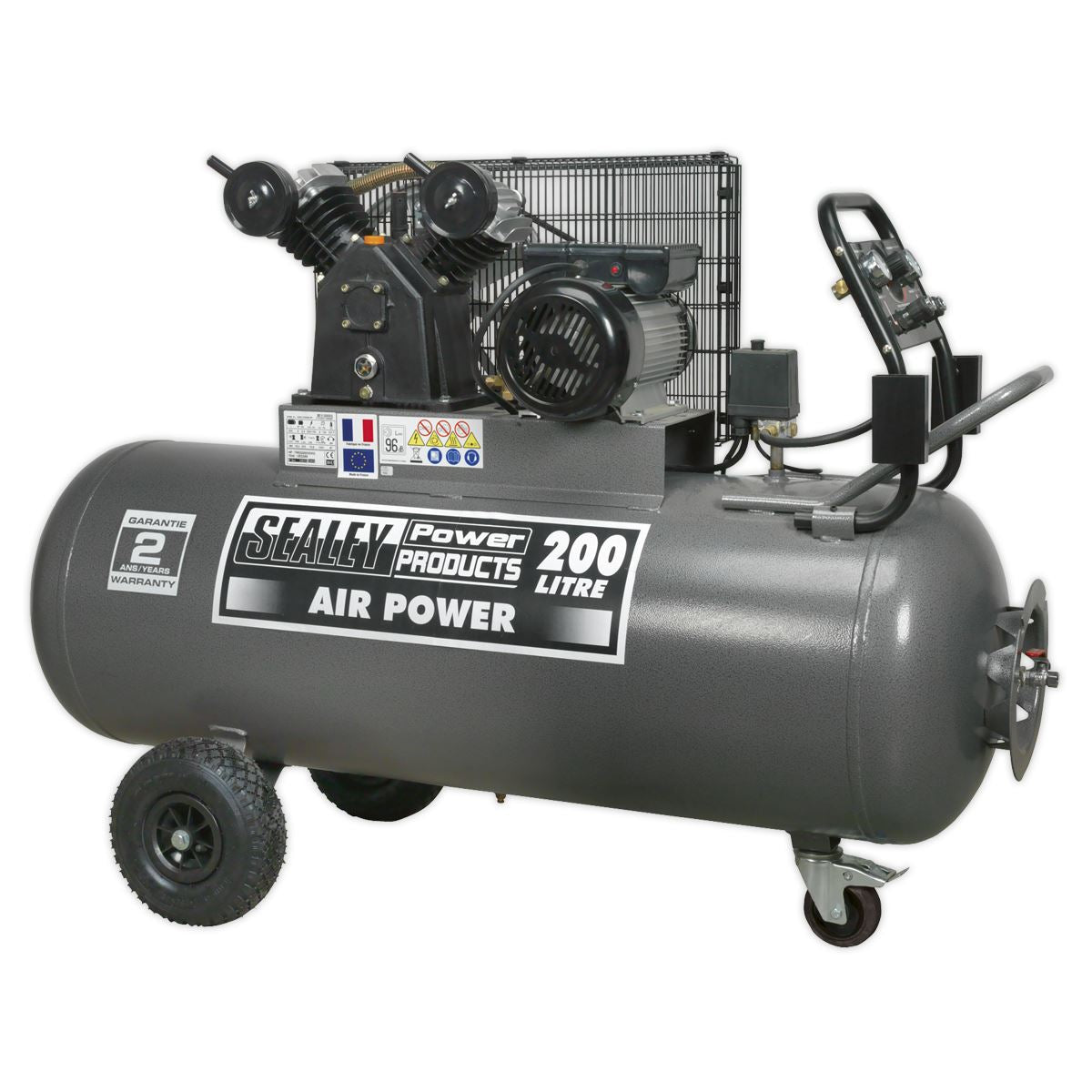 Sealey Premier Air Compressor 200L Belt Drive 3hp with Front Control Panel