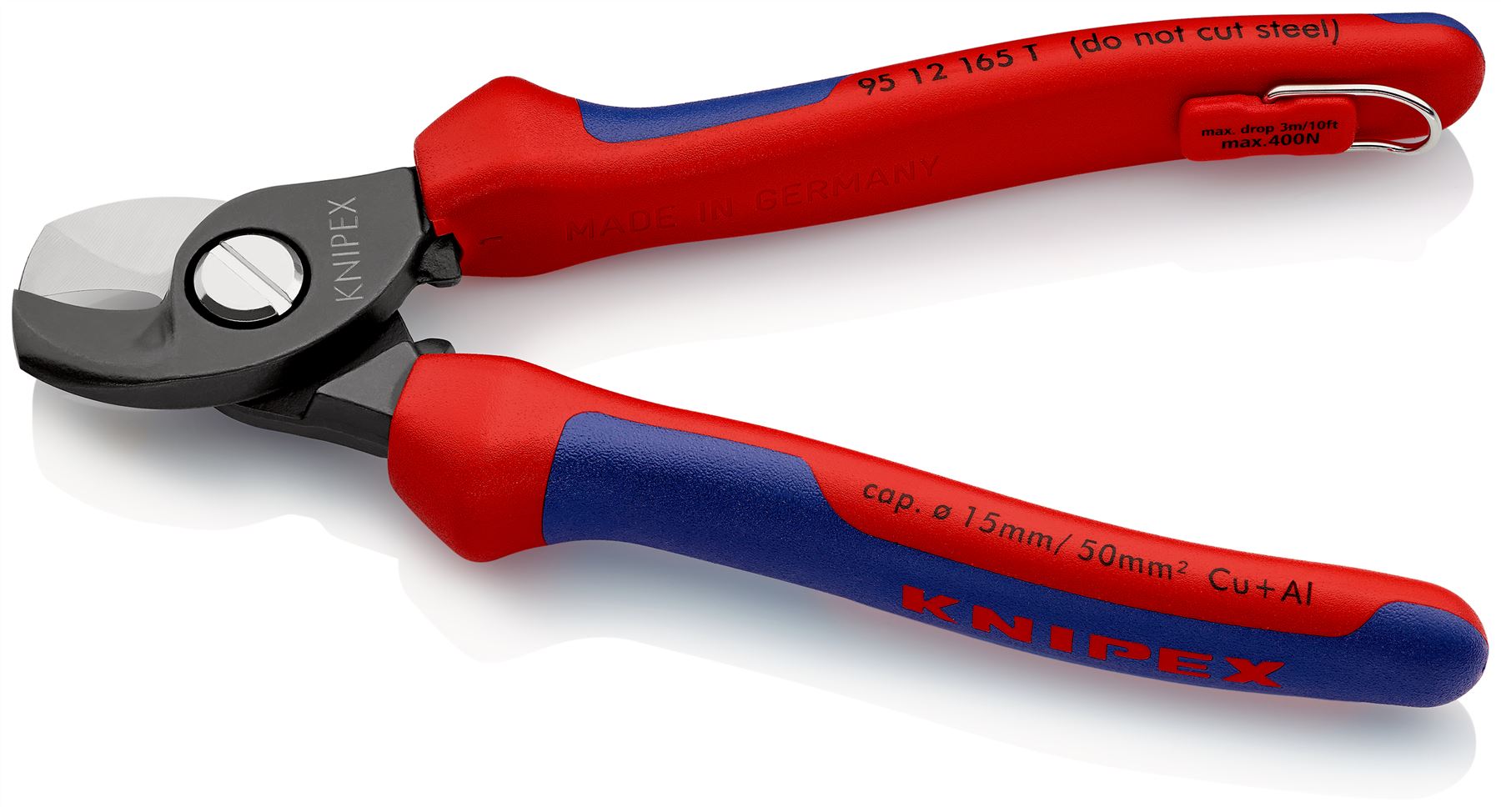 Knipex Cable Shears 165mm Multi Component Grips with Tether Point 95 12 165 T