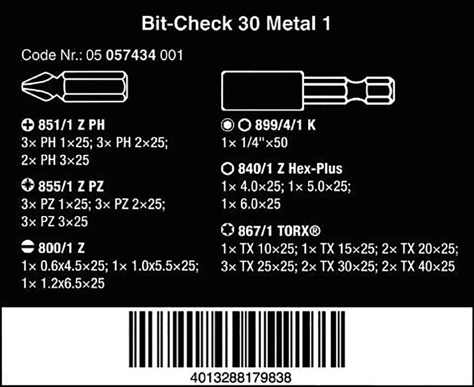 Wera Screwdriver Bit Set Bit Check 30 Metal 1 Bit Holder 30 Pieces