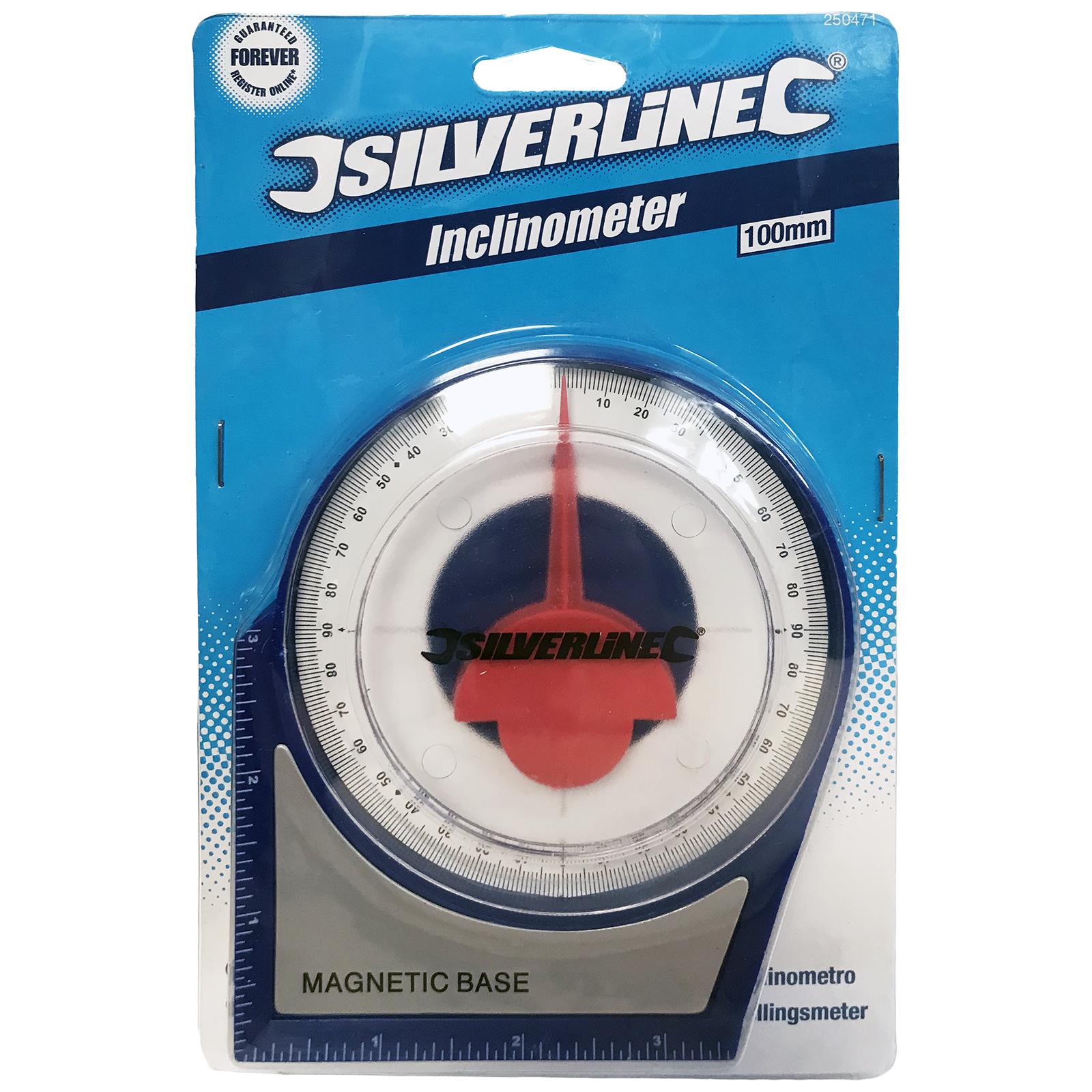 Silverline Inclinometer Roofing Scaffolding 100mm Angle Measurement Level Gauge