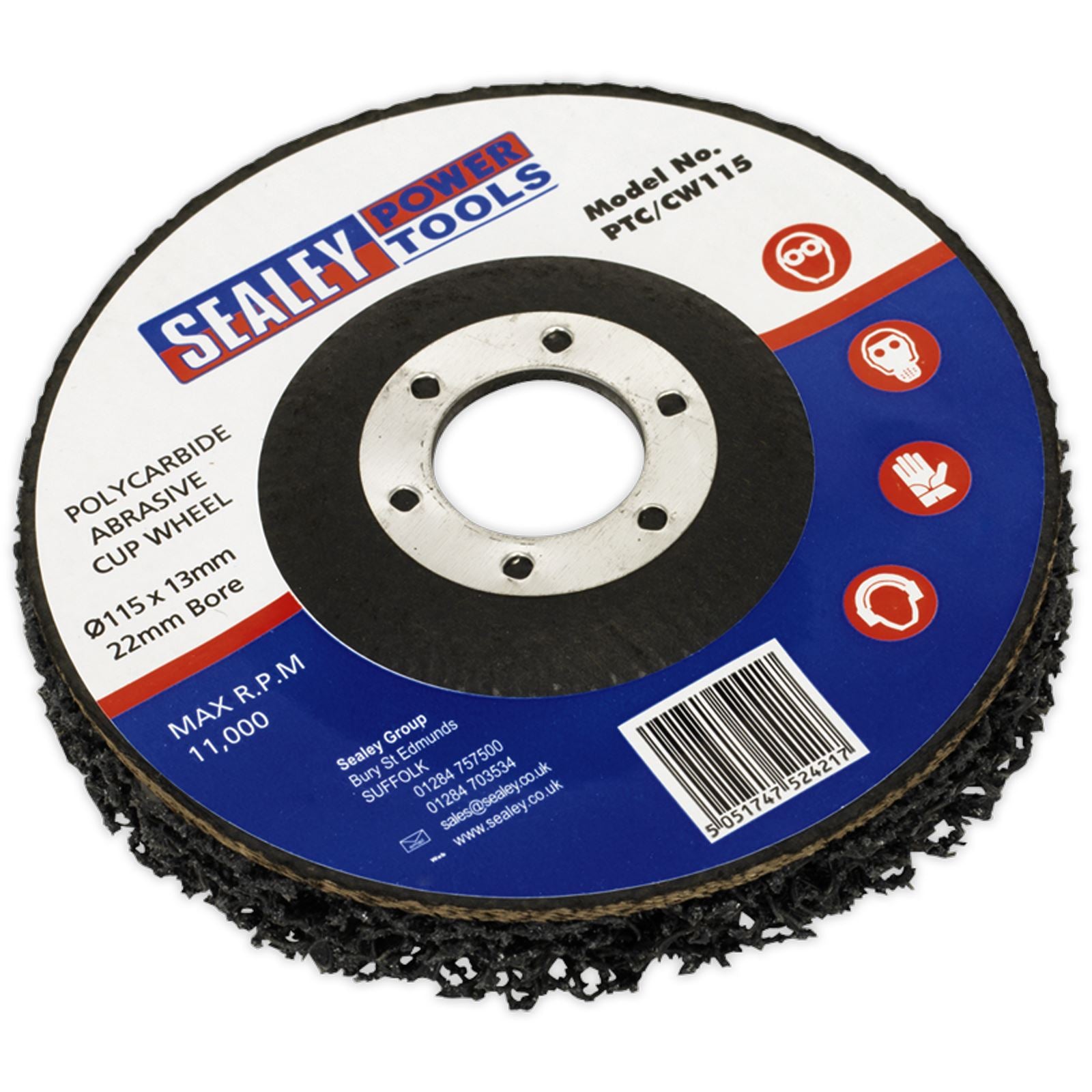 Sealey 115mm Polycarbide Abrasive Cup Wheel Paint Rust Removal Angle Grinder