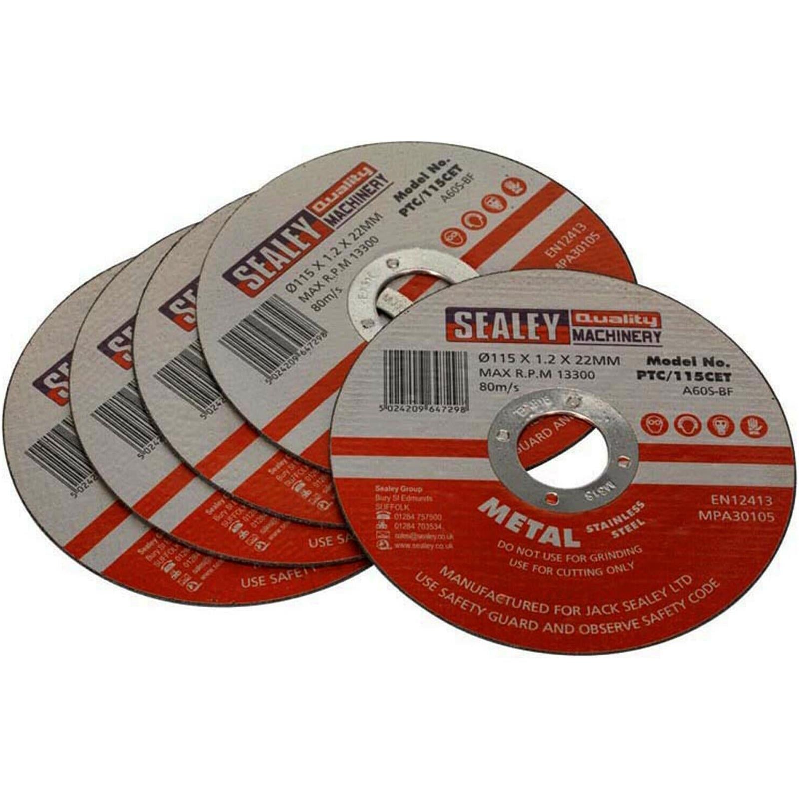 Sealey 5 Piece 115 x 1.2mm Cutting Disc 22mm Bore