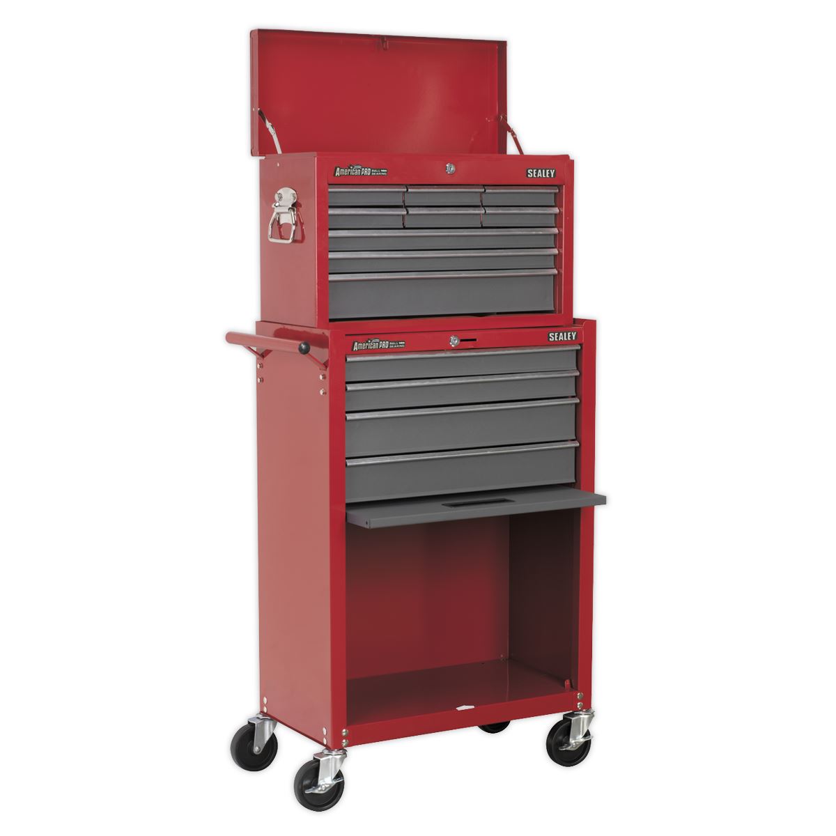 Sealey American Pro Topchest & Rollcab Combination 13 Drawer with Ball-Bearing Slides - Red/Grey