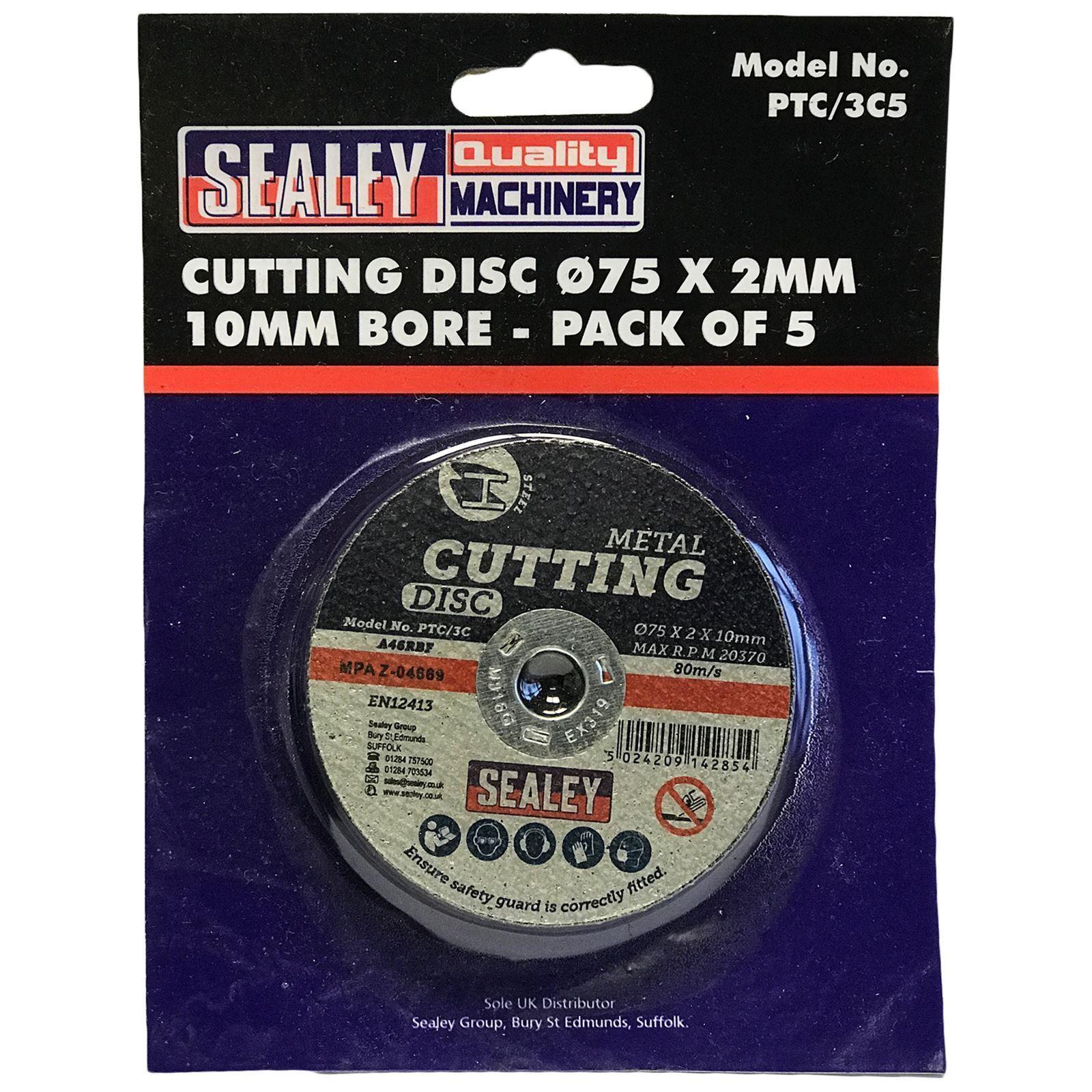 Sealey 5 Pack 75 x 2mm Cutting Disc 10mm Bore Blades General Purpose