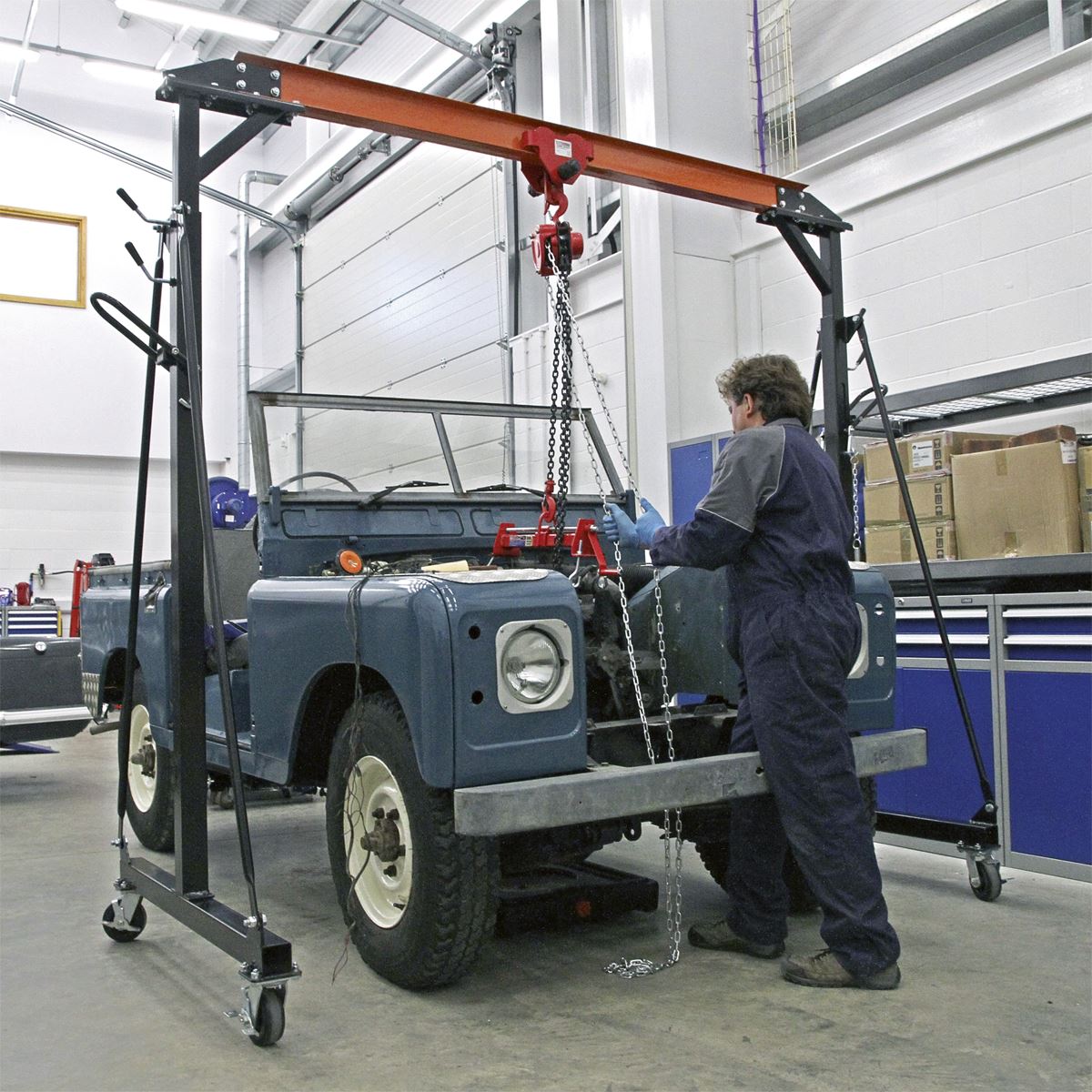 Sealey Portable Lifting Gantry Crane Adjustable 1 Tonne