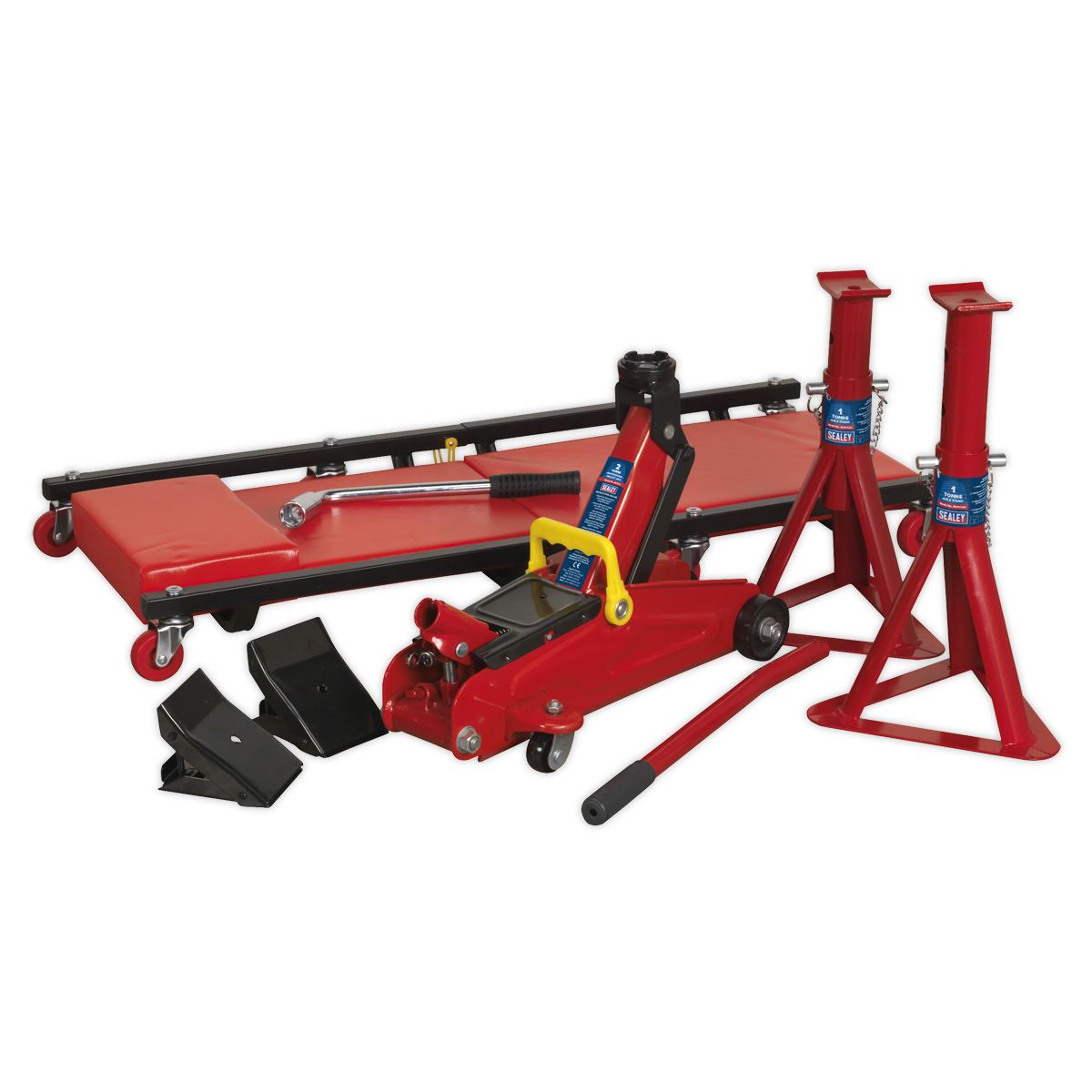 Sealey Lifting Kit 5pc 2 Tonne (Inc Jack, Axle Stands, Creeper, Chocks & Wrench)