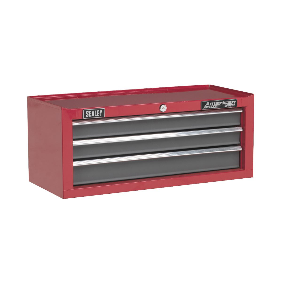 Sealey American Pro Mid-Box Tool Chest 3 Drawer with Ball-Bearing Slides - Red/Grey
