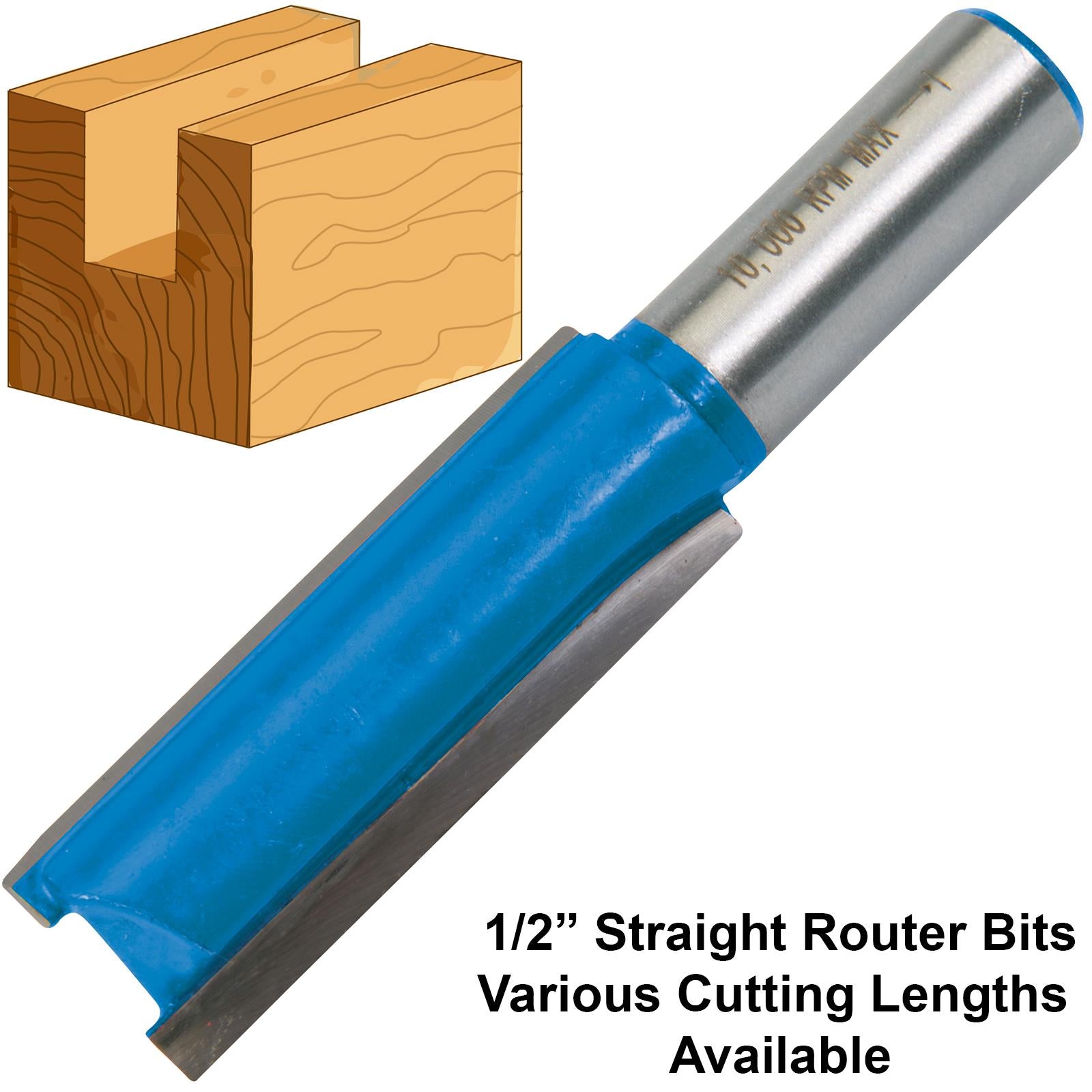 Silverline 1/2" Straight Imperial Cutter Router Bits
