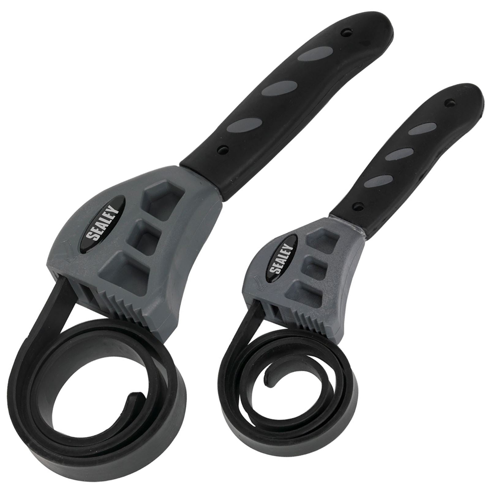 Sealey 2 Piece Strap Wrench Set Oil Filter Removal Installation Soft Grip Handle