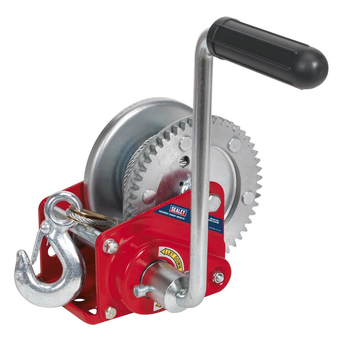 Sealey Geared Hand Winch with Brake & Cable 540kg Capacity