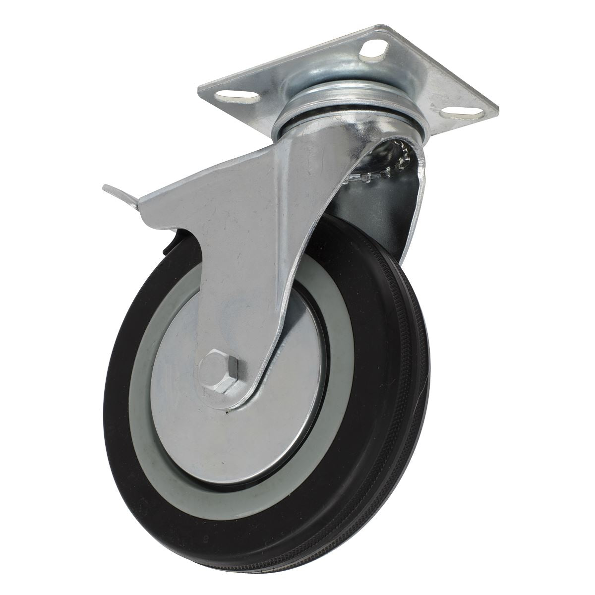 Sealey Castor Wheel Swivel Plate with Brake Ø125mm