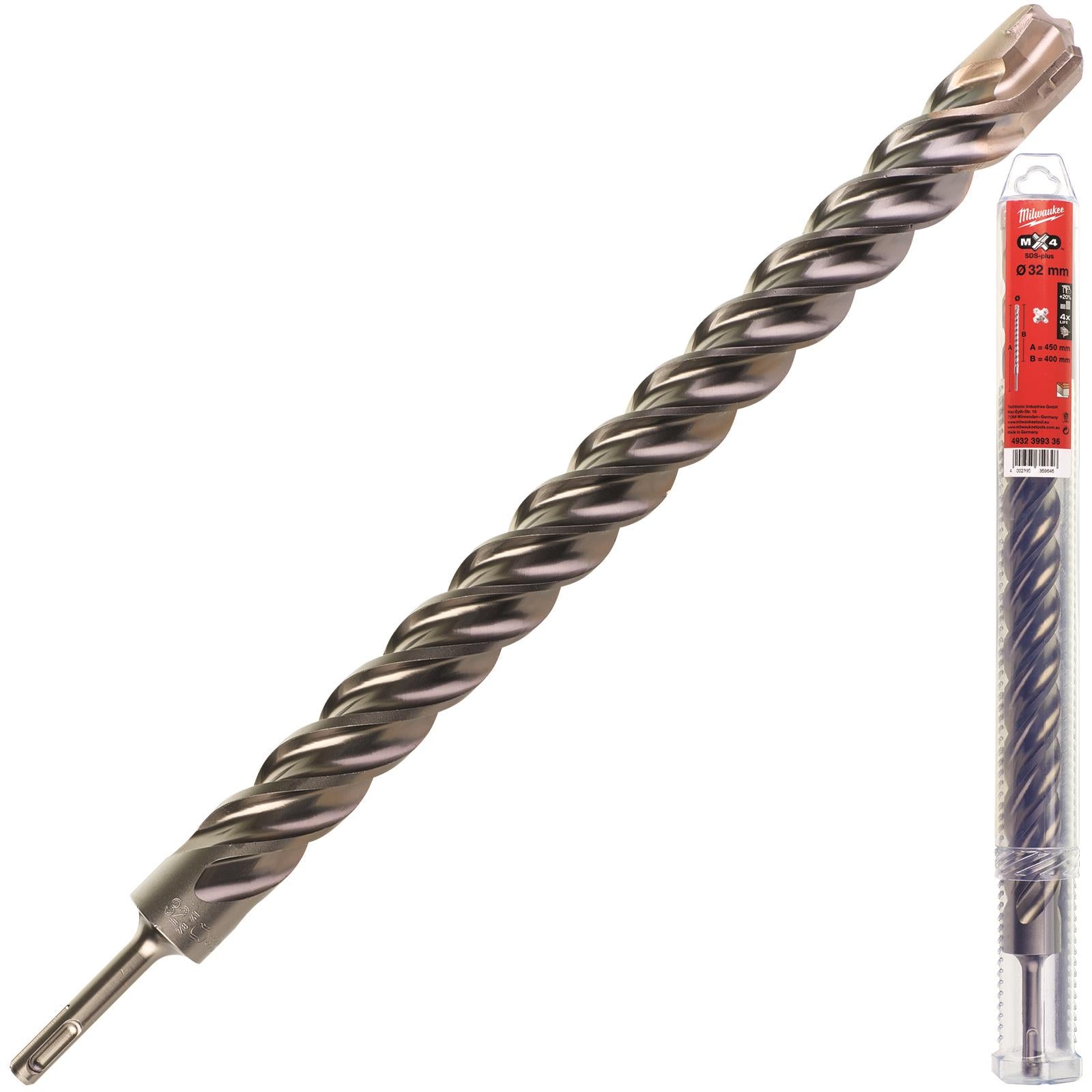 Milwaukee SDS Plus MX4 Rotary Hammer Drill Bits 4 Cut