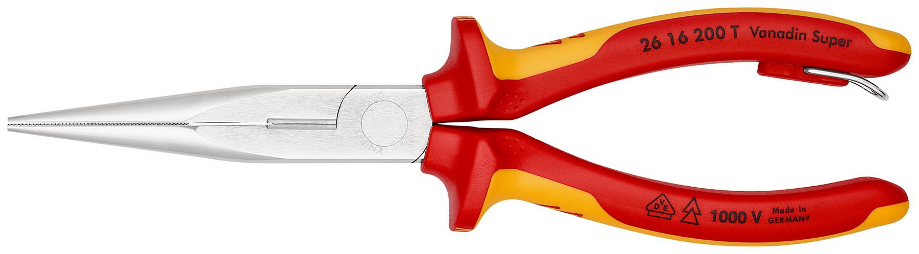Knipex Snipe Nose Side Cutting Pliers Stork Beak Plier 200mm VDE Insulated 1000V Tether Point 26 16 200 T