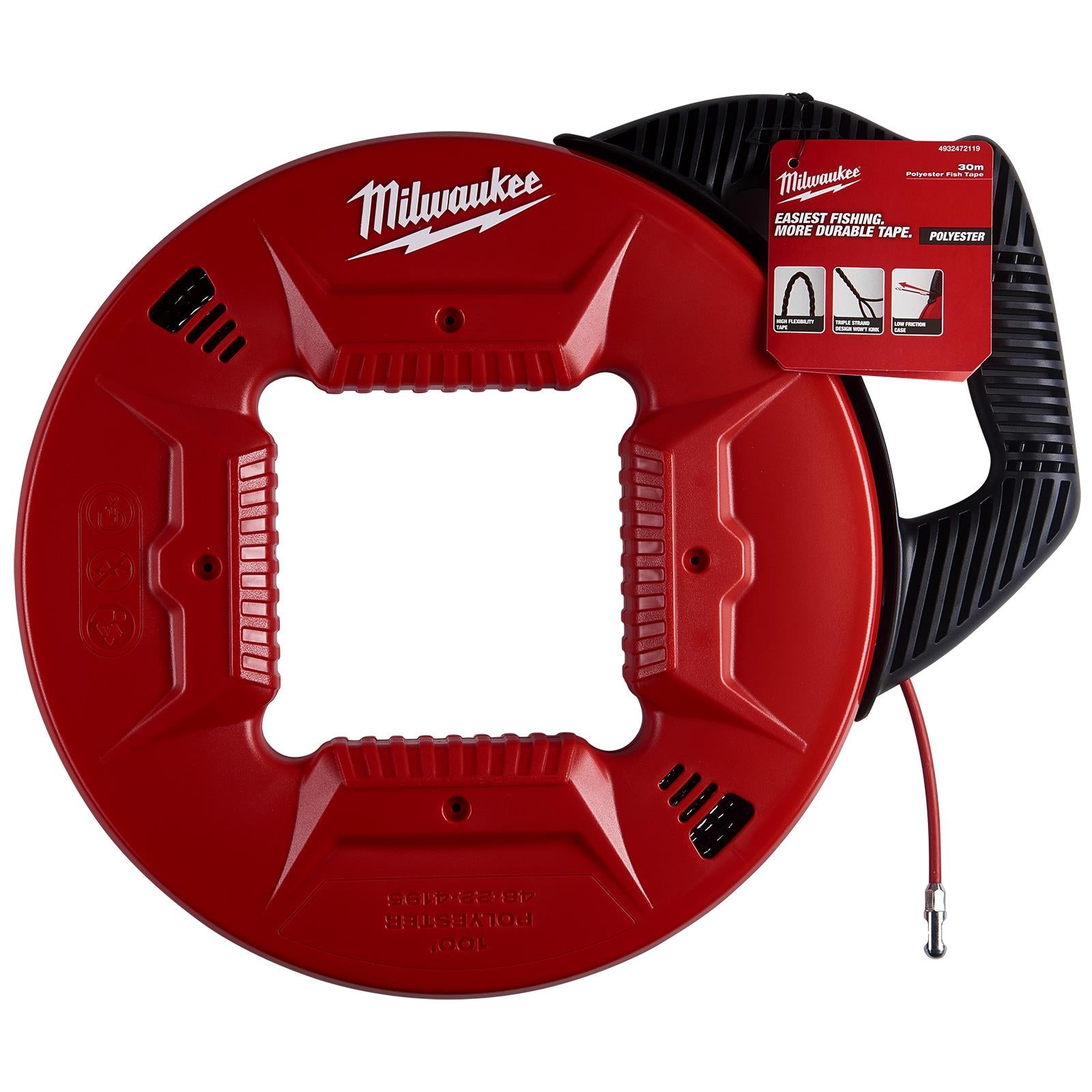 Milwaukee Fish Tape Polyester Non-Conductive 30m Cable Management Draw Wire Pulling Electrician