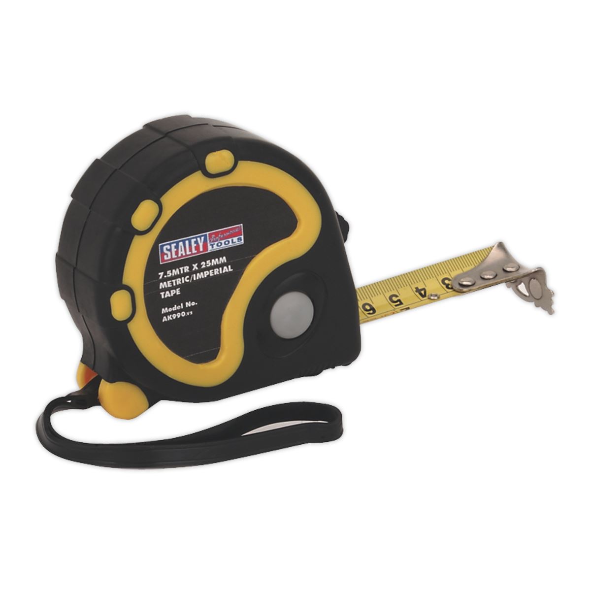 Sealey Rubber Tape Measure 7.5m(25ft) x 25mm Metric/Imperial